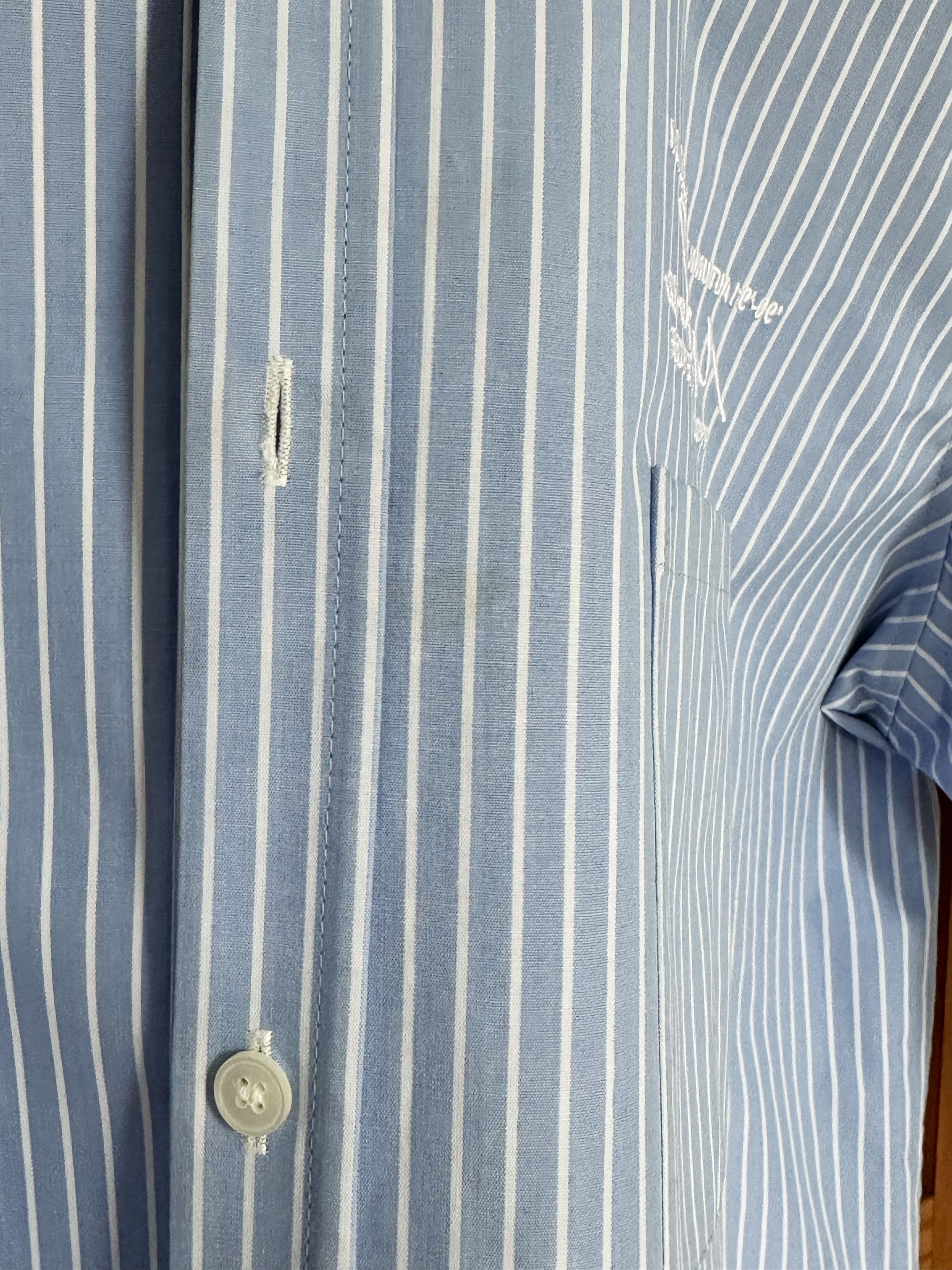 Martine Rose Martine Rose Bonded Oversized Blue Pinstripe Shirt Size US L / EU 52-54 / 3 - 8 Thumbnail