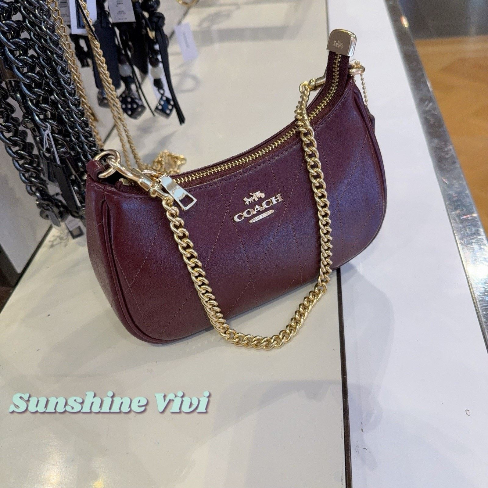 Coach NWT Coach Teri Mini Crossbody Bag Quilting CDP30 Dark Wine Size ONE SIZE - 8 Thumbnail