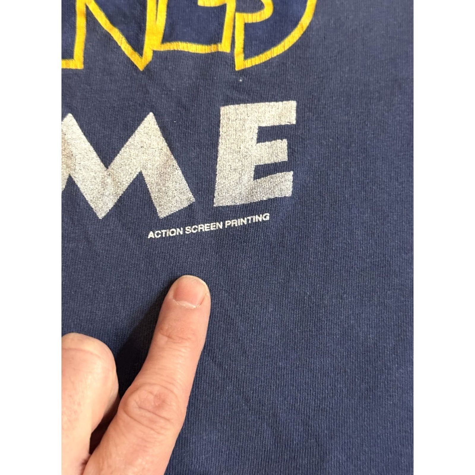 Vintage VINTAGE 90s University Of Michigan Wolverines Basketball T Shirt L Blue Cotton Graphic Print Crew Neck Men Size US L / EU 52-54 / 3 - 3 Thumbnail