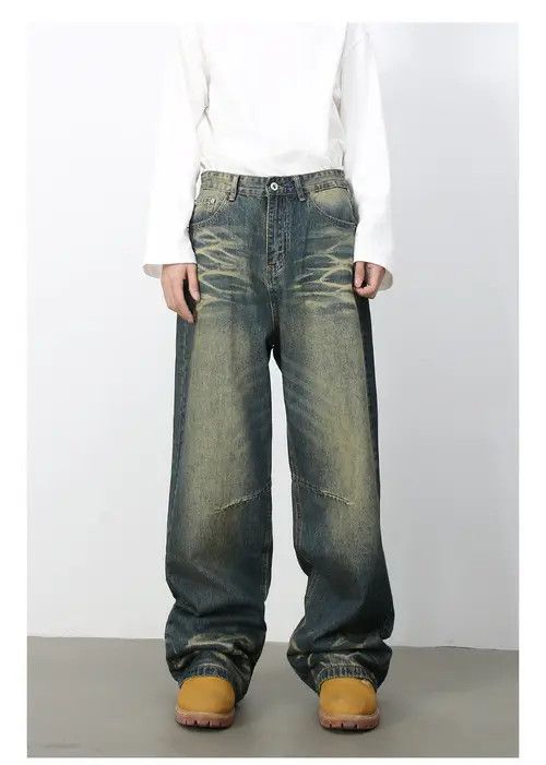Japanese Brand American retro straight loose wide-leg distressed jeans Size US 32 / EU 48 - 1 Thumbnail