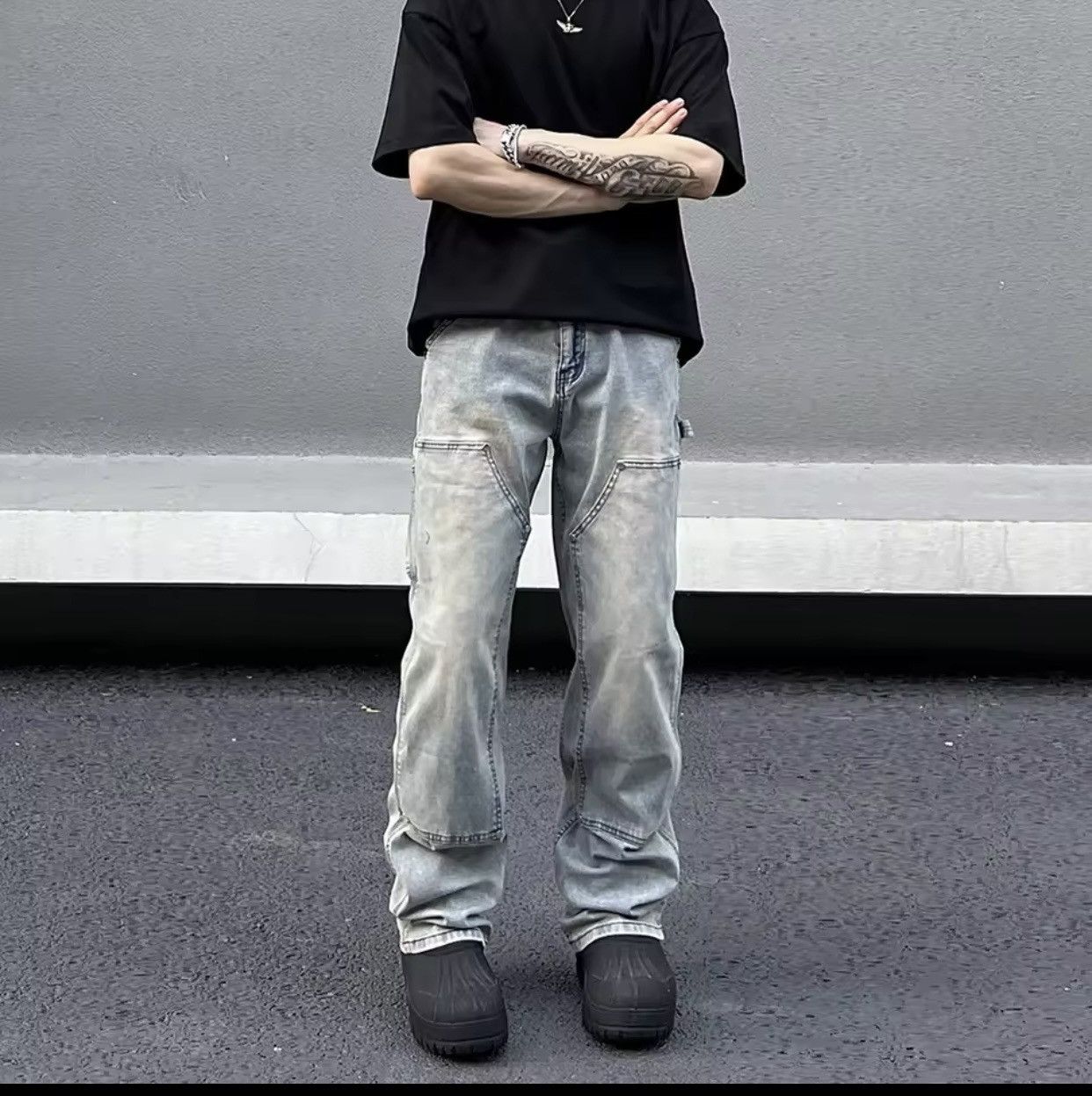 American Streetwear Double Knee Logging Overalls