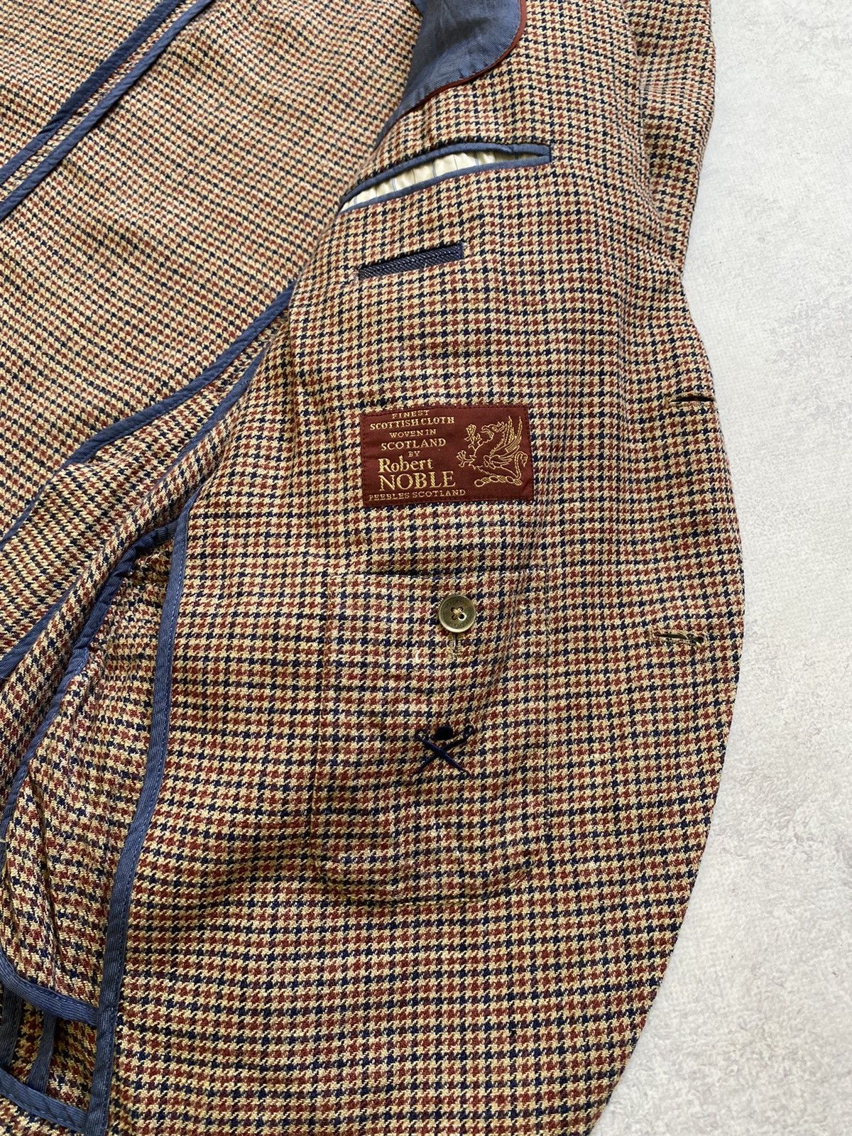 Hackett Hacket London Robert Noble Red/Blue Check Silk/Linen Blazer Size 44R - 11 Thumbnail
