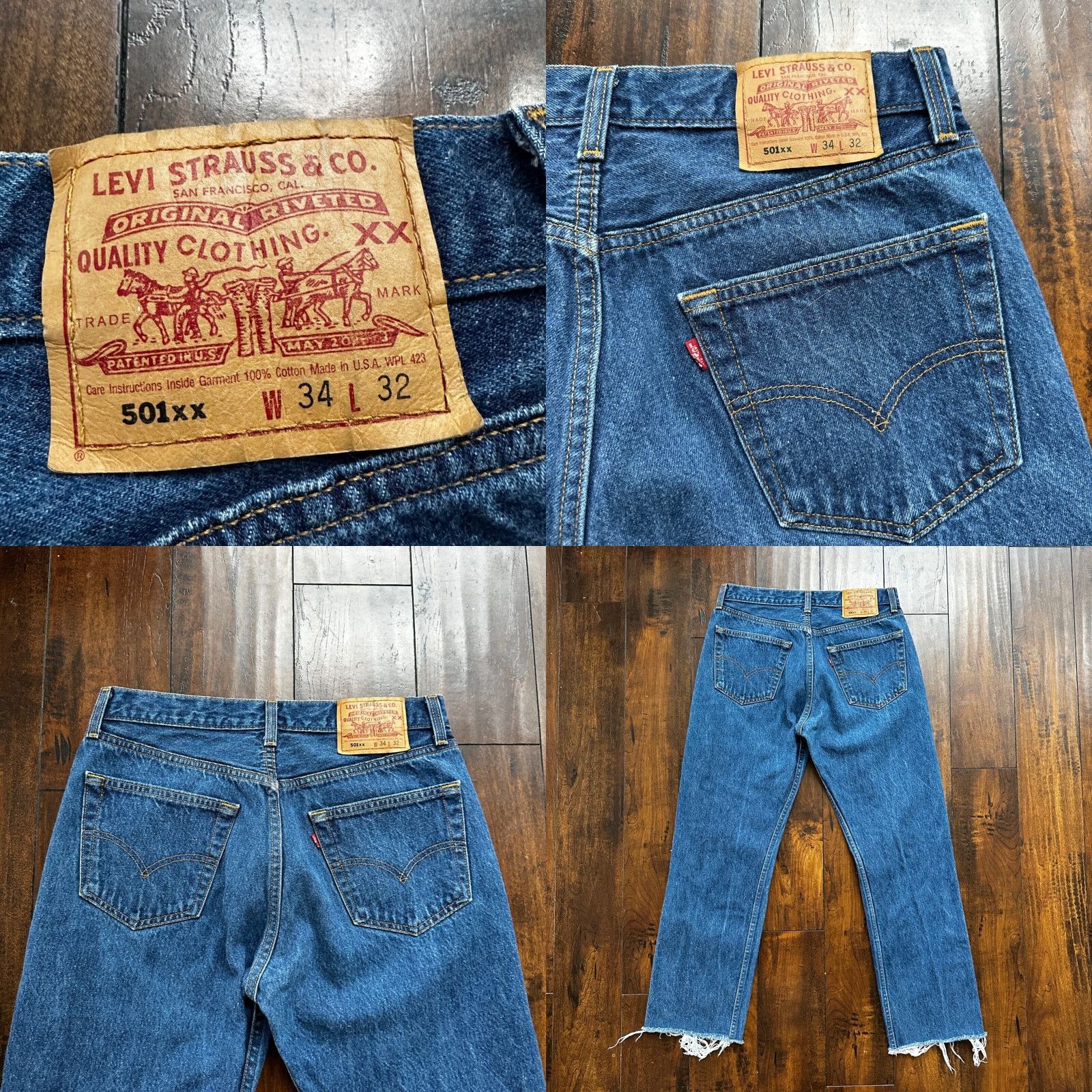 Levi's VINTAGE Levi's 501 Jeans Mens 34x32 Blue Denim 80s Distressed Thrashed Straight 34 Regular Inseam 32 USA 501 XX Model Size US 34 / EU 50 - 9 Thumbnail