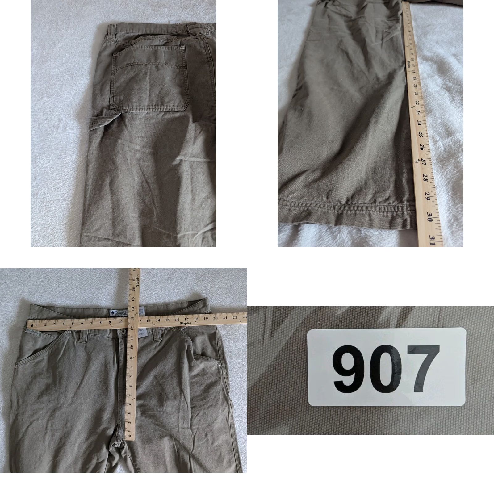 Vintage Columbia Pants Men Sz 40 Tan Carpenter Wide Leg Work Wear Hammer Loop Straight Inseam 30 Brown Front Flat Front Regular Mens Size US 40 / EU 56 - 8 Thumbnail