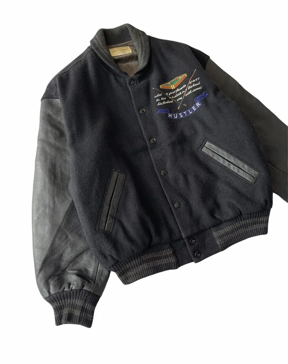 Vintage HUSTLER NEW YORK LEGEND VARSITY JACKET Size US L / EU 52-54 / 3 - 5 Thumbnail