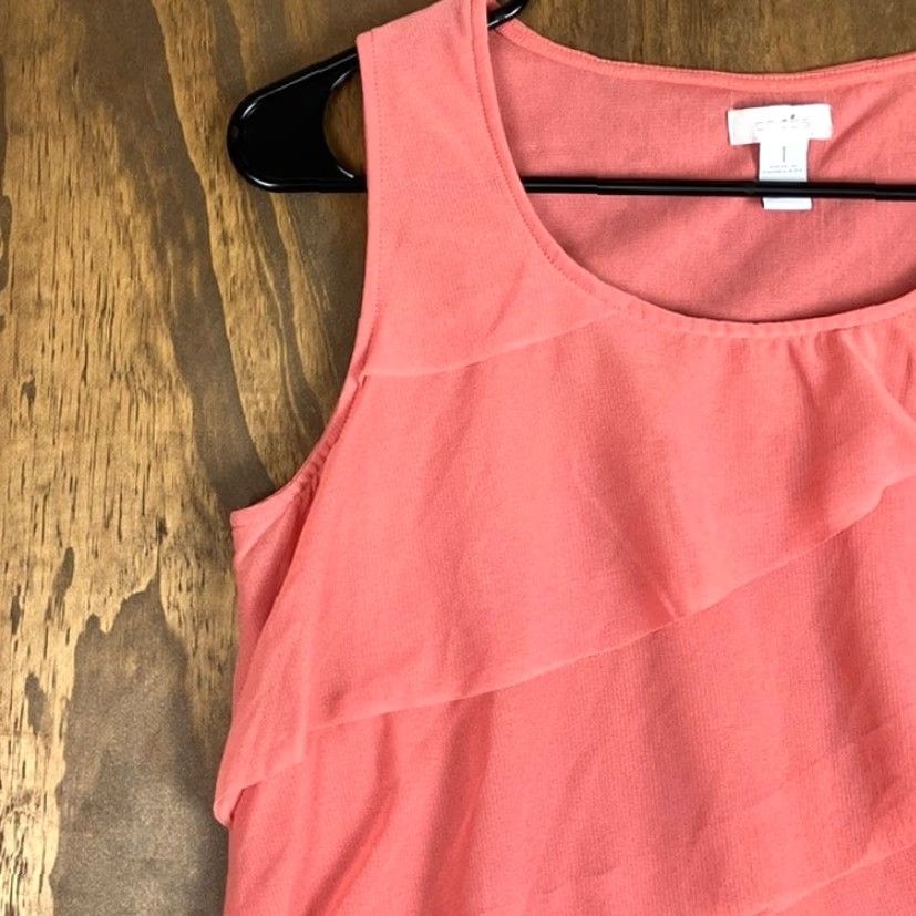 Vintage Chicos Blouse Womens Pink Sleeveless Ruffle Front Lightweight Sheer M Size M / US 6-8 / IT 42-44 - 4 Thumbnail