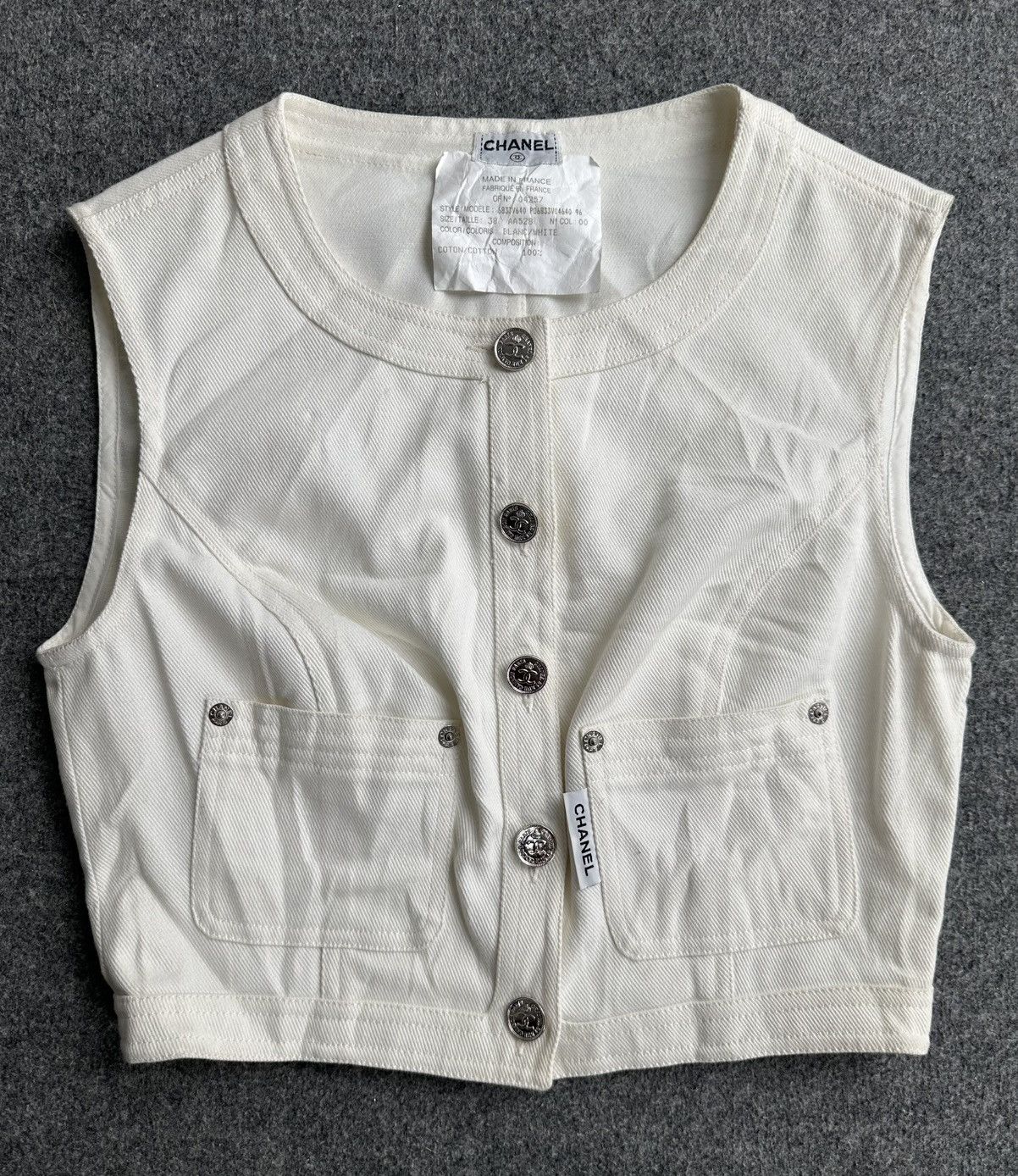 Chanel Chanel - Karl Lagerfeld 1996 Denim Vest Gilet - Coco Buttons Size XS / US 0-2 / IT 36-38 - 2 Thumbnail