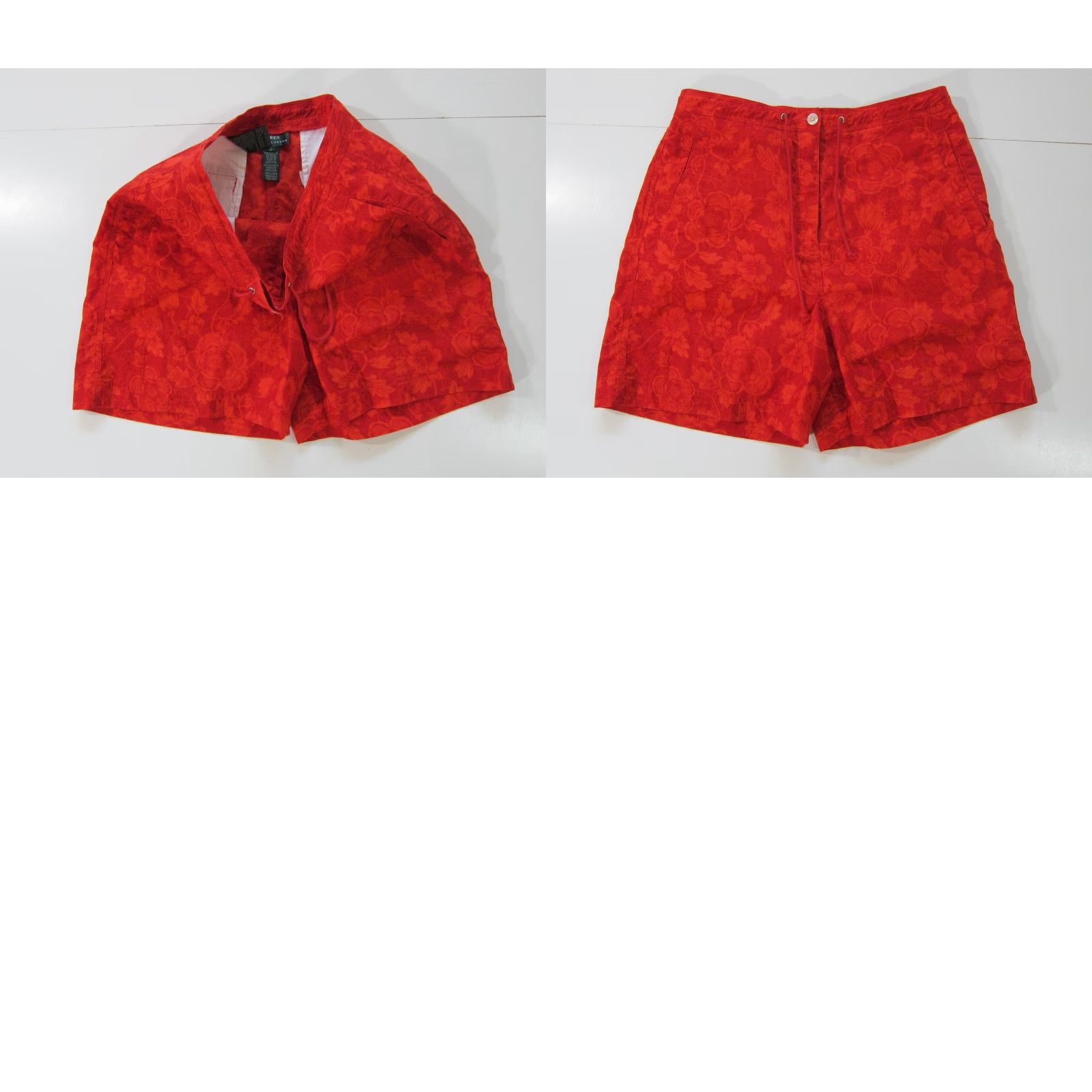 Ralph Lauren VINTAGE Ralph Lauren Women Chino Bermuda Short 8 Red 4 Pocket 100% Cotton Floral Rise High Size 30" / US 8 / IT 44 - 8 Thumbnail