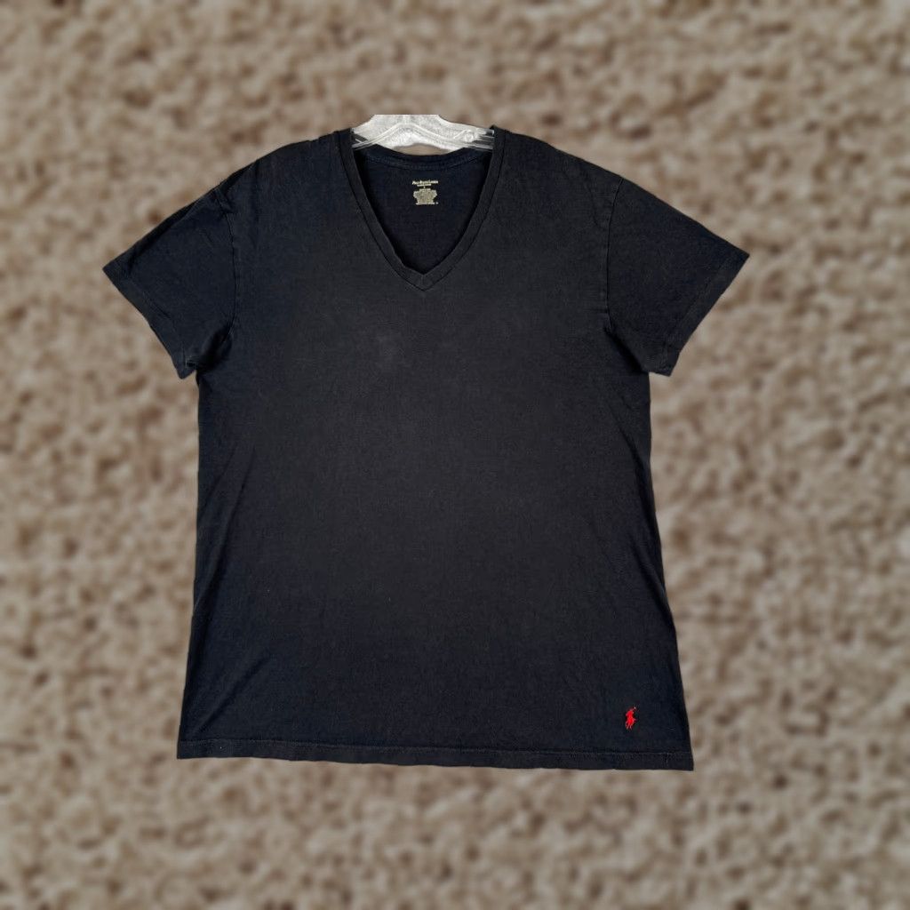 Ralph Lauren Ralph Lauren Black Shirt Men’s Large V-Neck Short Sleeve 100% Cotton Classic Sports Size US L / EU 52-54 / 3 - 1 Thumbnail