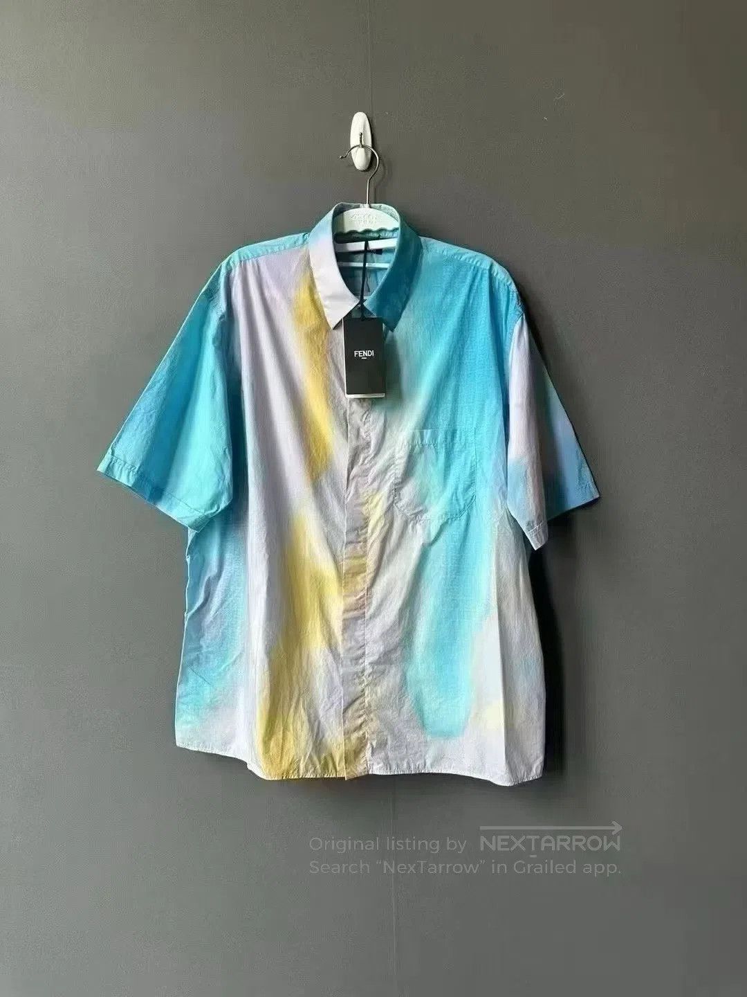 Fendi FENDI Blue Dip-Dye Tone-on-Tone Short Sleeve Shirt| Size US XS / EU 42 / 0 - 1 Thumbnail