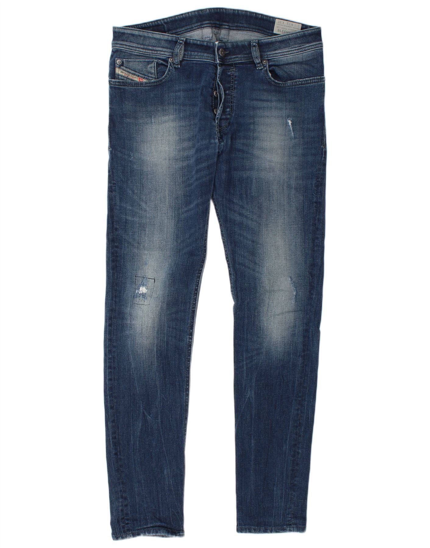 Diesel Womens Sleenker Distressed Skinny Jeans W31 L32 Blue Cotton Size 42" / US 20 - 1 Thumbnail