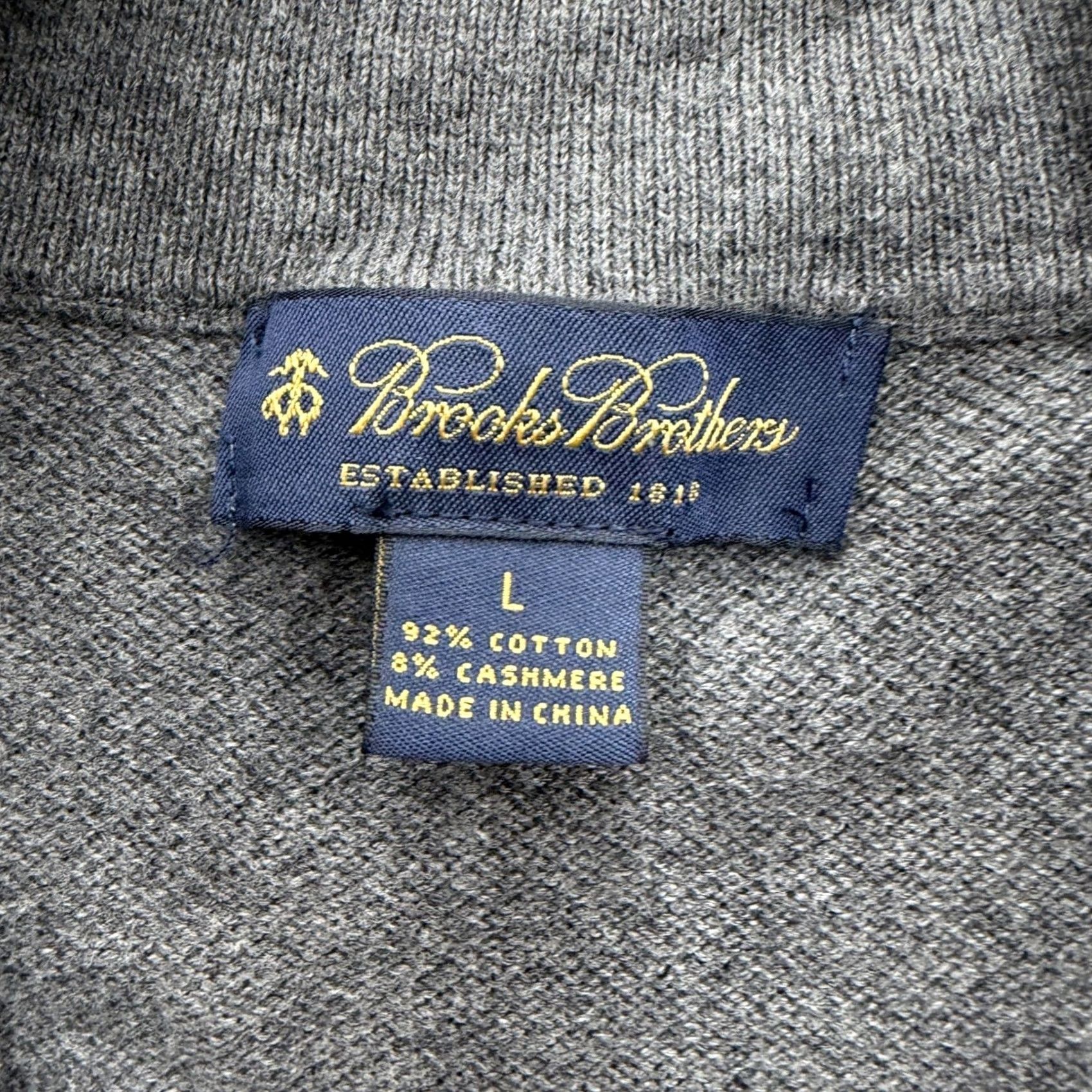 Brooks Brothers VINTAGE Brooks Brothers Mens Grey Cotton Cashmere Quarter Zip Sweater Large Textured L Size US L / EU 52-54 / 3 - 3 Thumbnail