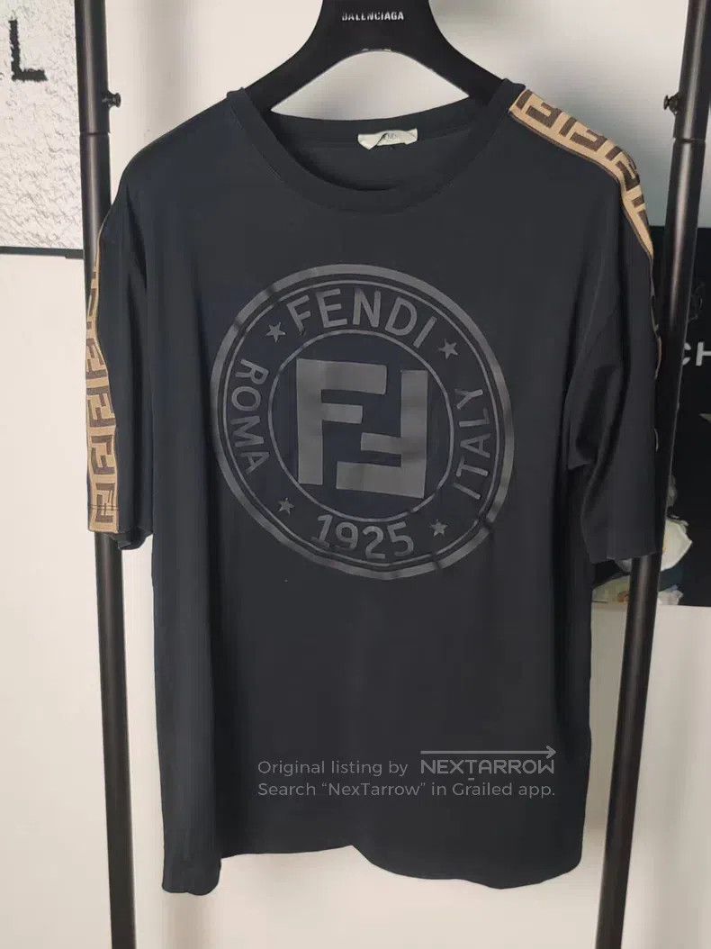 Fendi Double F Logo Pinstripe Short Sleeve Shirt