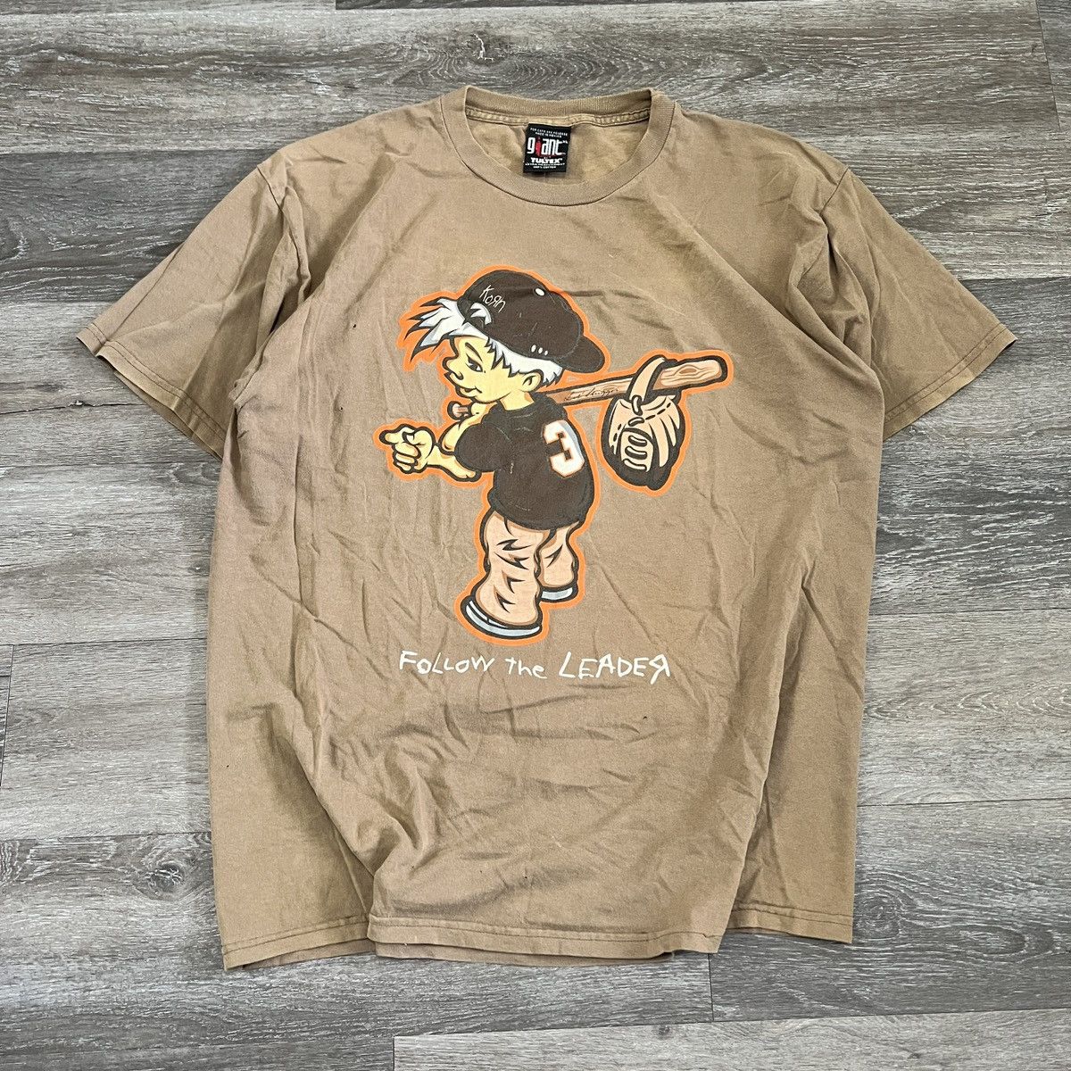 image of Band Tees x Vintage 90's Korn Follow The Leader Faded Brown Band Tee, Men's (Size XL)