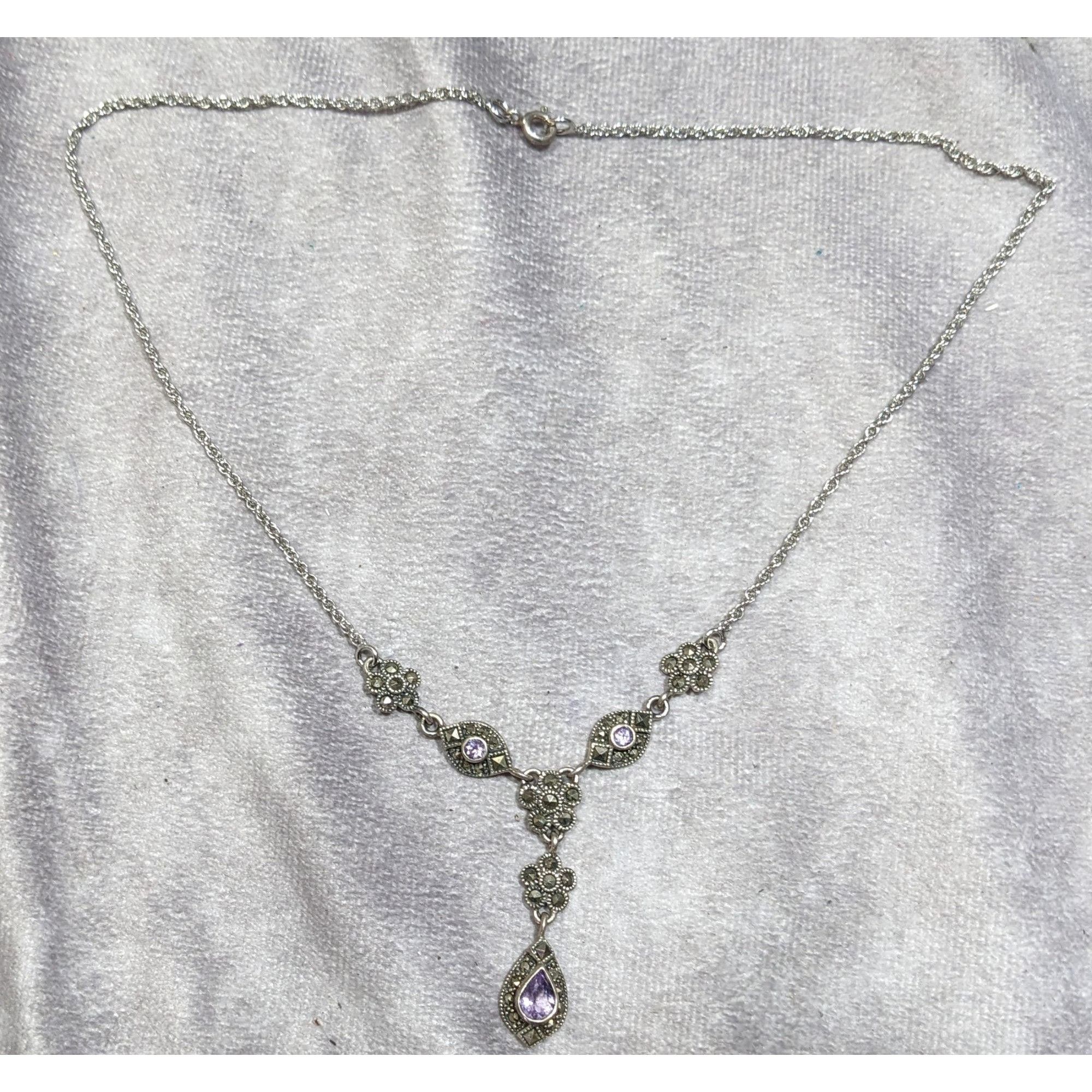 Other Whimsical Fantasy Marcasite Amethyst And Sterling Silver Y D Size ONE SIZE - 5 Thumbnail
