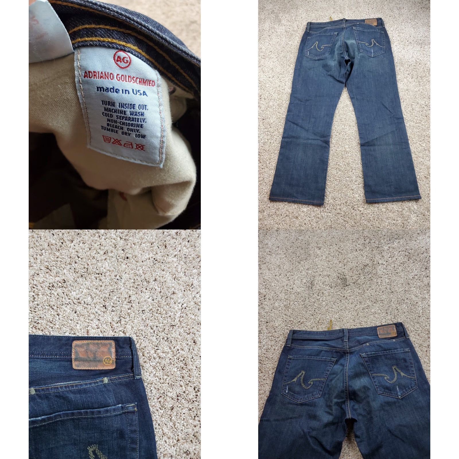 Vintage AG Adriano Goldschmied The Protégé Jeans 34x29 Meas. Mens Blue Straight Leg Size US 34 / EU 50 - 8 Thumbnail