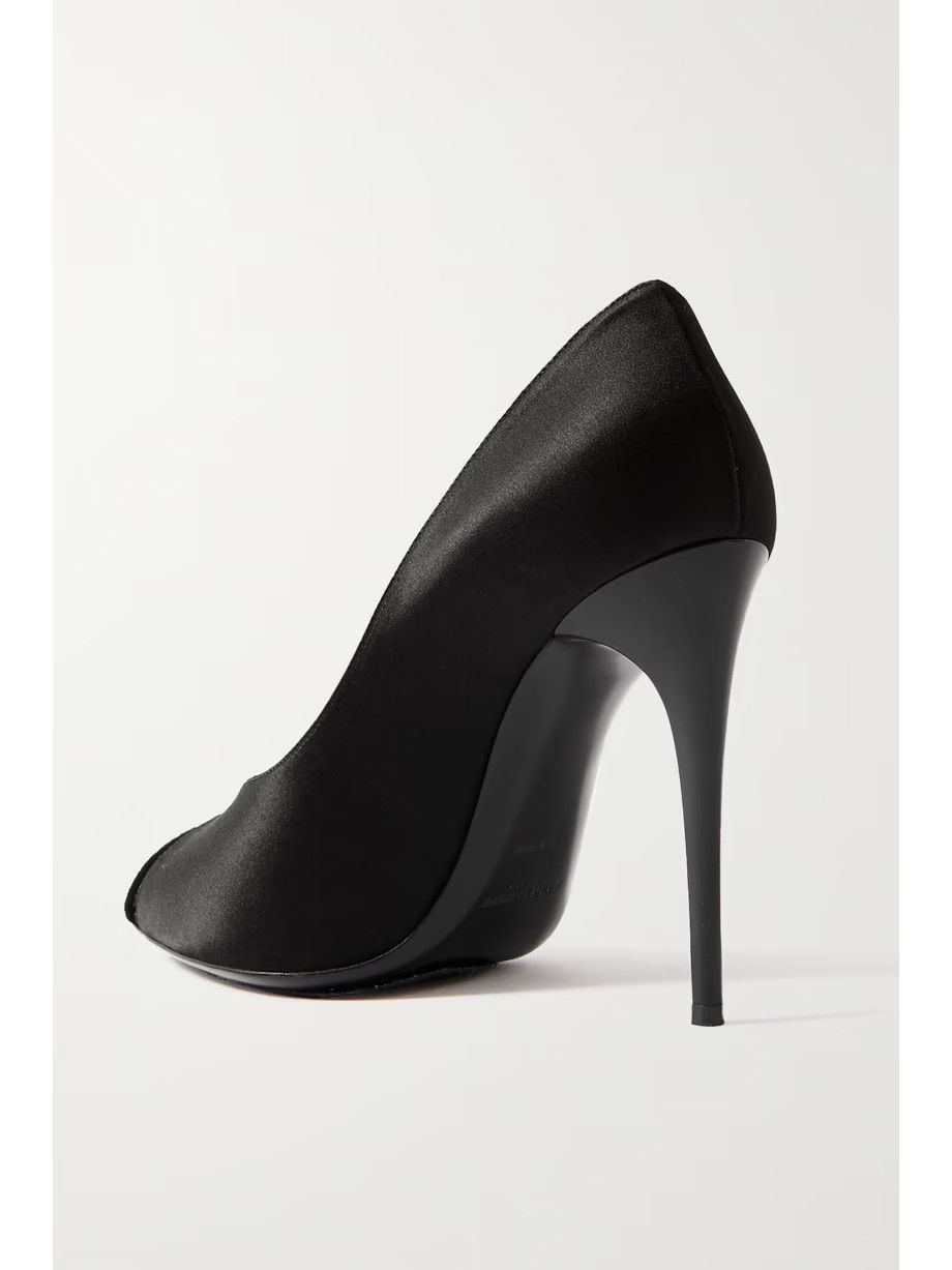 Saint Laurent Paris o1b1hav110824 Alix Silk Satin Rhinestones Pumps in Black Size US 6.5 / IT 36.5 - 3 Thumbnail