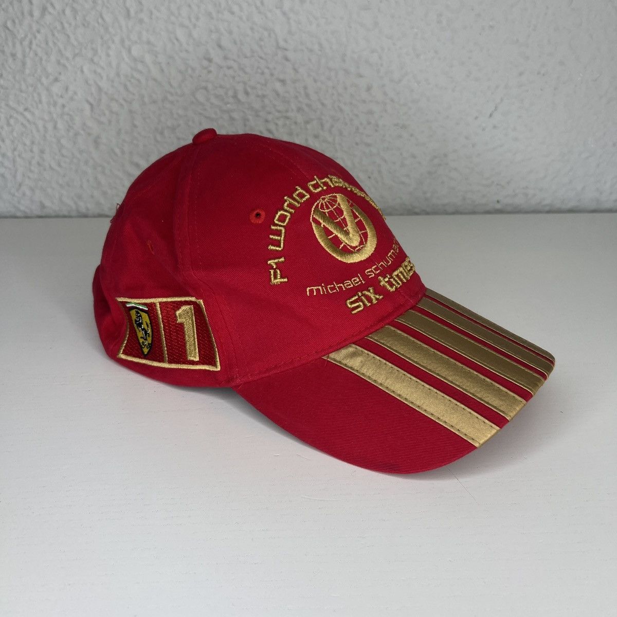 Ferrari × Formula 1 × Vintage Ferrari f1 world champion 6 Cap Hat Michael Schumacher Logo Size ONE SIZE - 2 Thumbnail