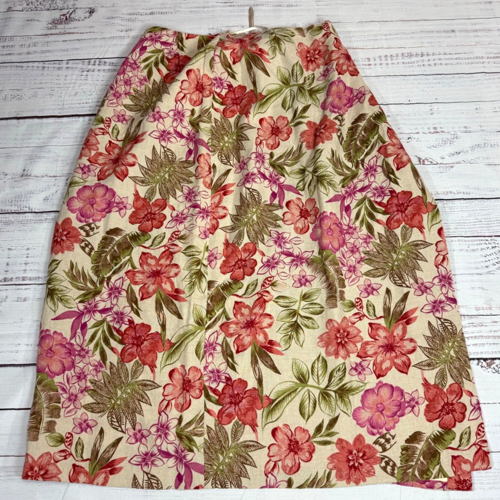 Charter Club Charter Club Skirt Maxi Linen Floral Beige Pink 14 Womens Regular Long 100% Linen Size 36" / US 14 / IT 50 - 4 Thumbnail