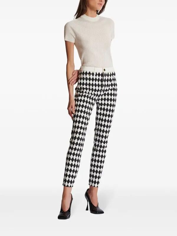 Balmain o1s1wg110825 Diamond Print Jeans in Black/White Size 26" / US 2 / IT 38 - 4 Thumbnail