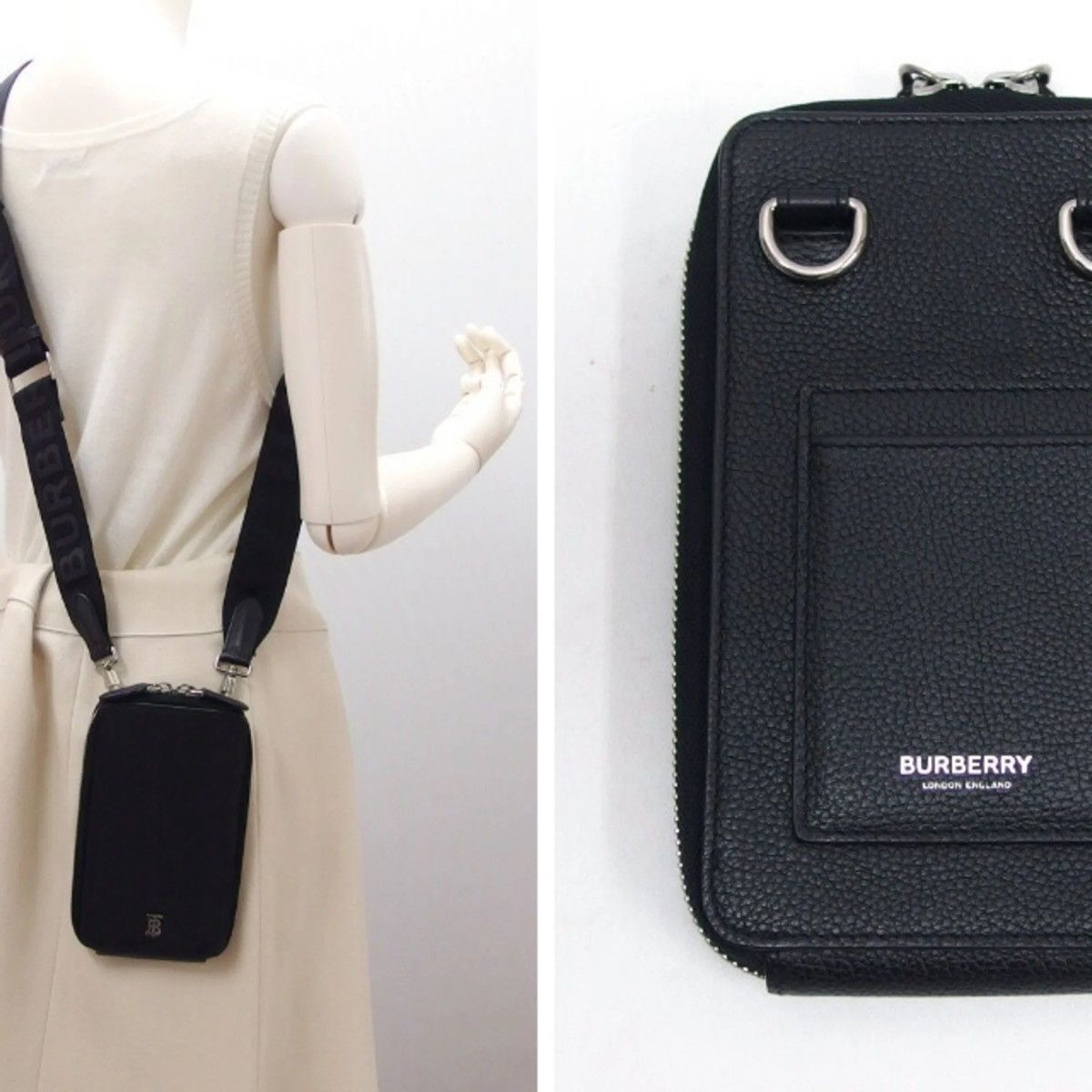 Burberry BURBERRY Black Leather Phone Shoulder Bag Size ONE SIZE - 23 Thumbnail