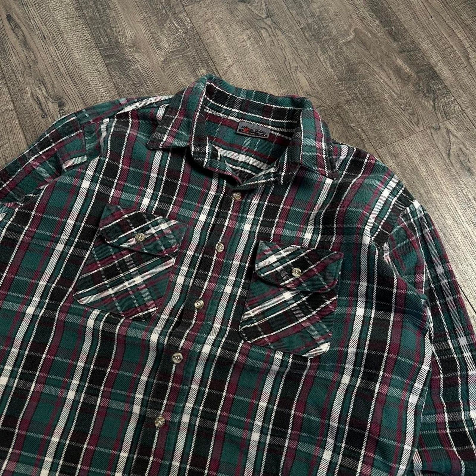 Vintage Vintage 80s Heavy Cotton Plaid Flannel ButtonUp Shirt Jacket Size US L / EU 52-54 / 3 - 1 Thumbnail