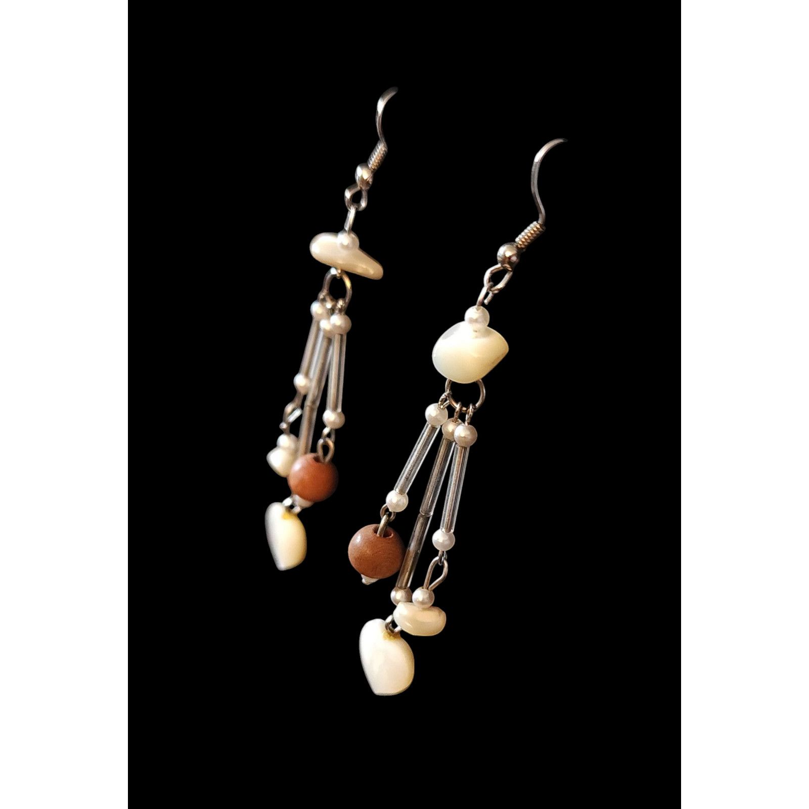Other Abalone shell, wood, & pearlescent beaded pierced earrings Size ONE SIZE - 2 Thumbnail