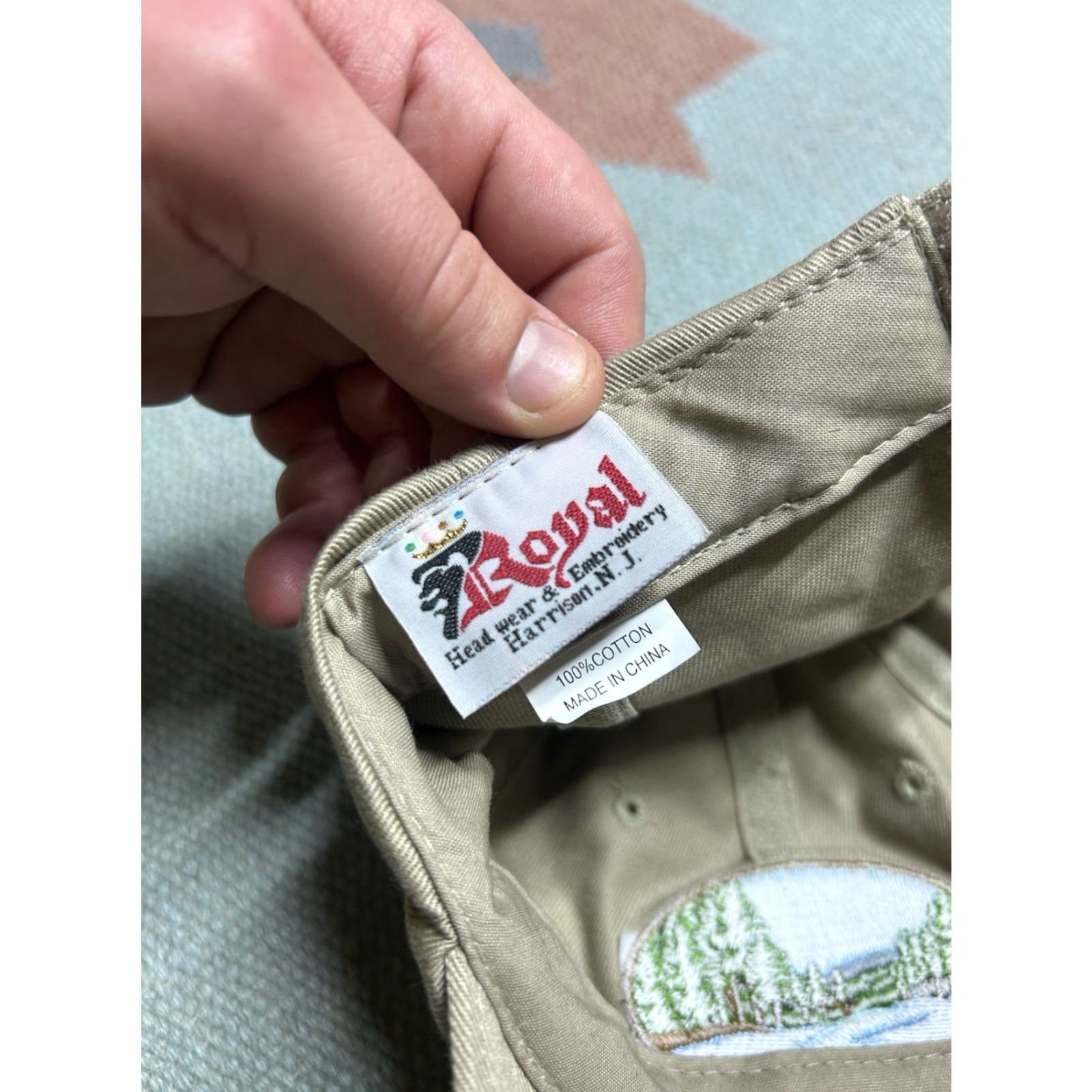 Vintage VINTAGE strapback hat cap Idaho river nature embroidered beige tan adjustable Size ONE SIZE - 7 Thumbnail