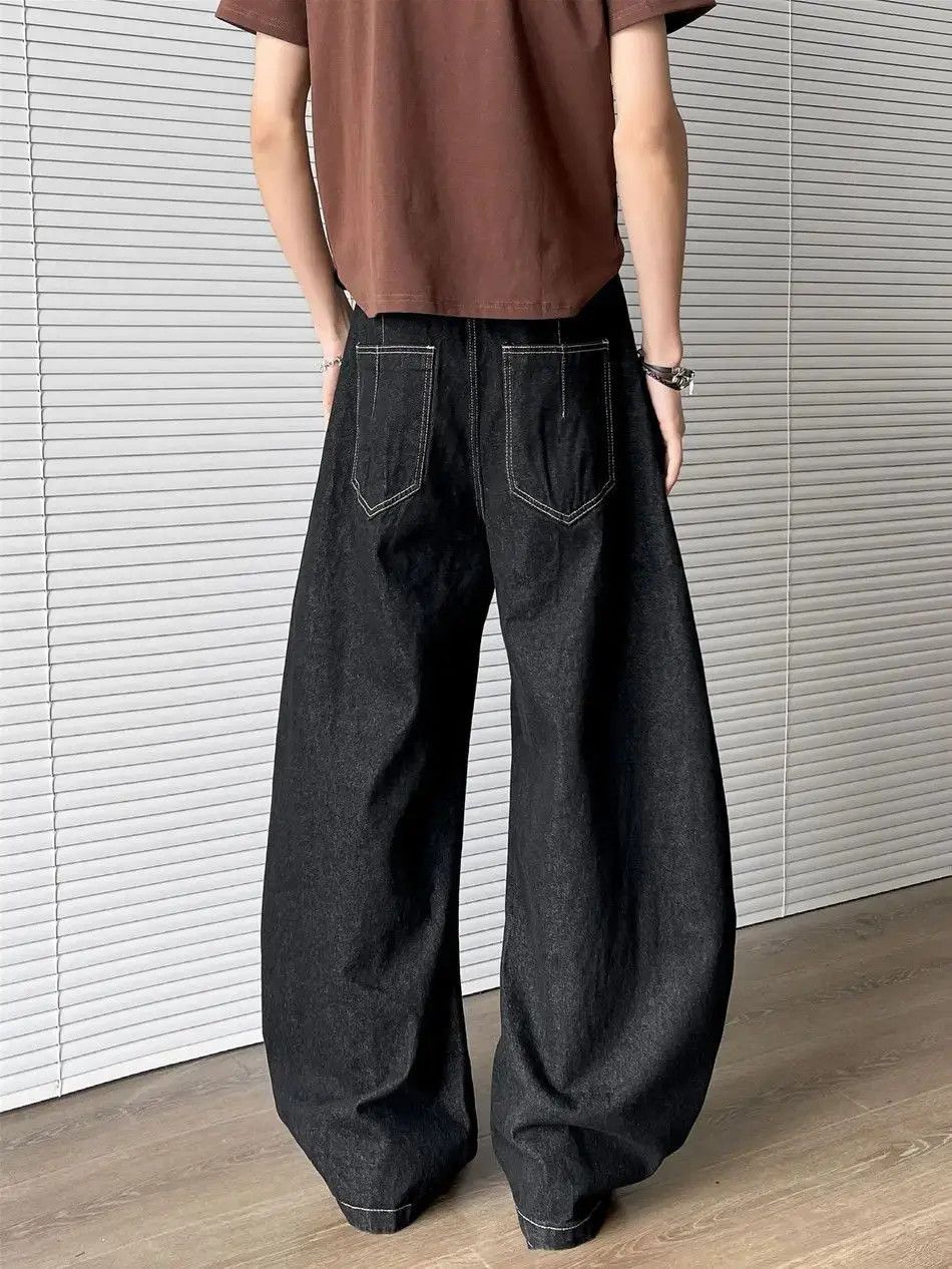 Japanese Brand Retro loose straight leg wide leg jeans Size US 32 / EU 48 - 3 Thumbnail
