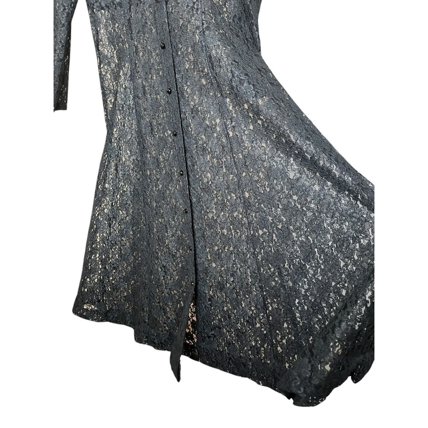 Other Vintage Jazz II Black Lace Long Sleeve Maxi Dress Sheer Size Size M / US 6-8 / IT 42-44 - 4 Thumbnail