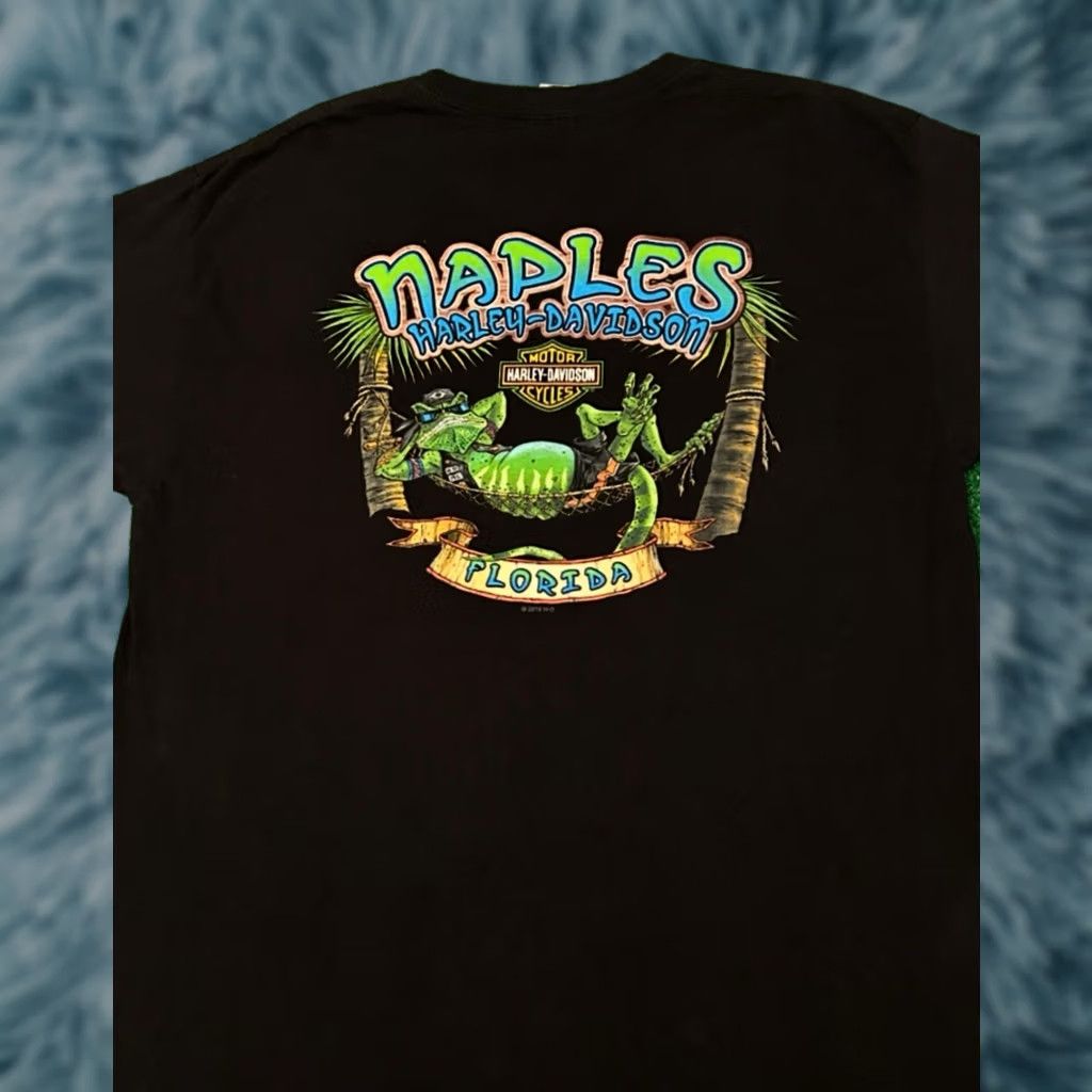 Harley Davidson VINTAGE Harley Davidson Shirt Mens XL Biker Iguana Lizard Florida 2015 Y2K Black Size US XL / EU 56 / 4 - 1 Thumbnail