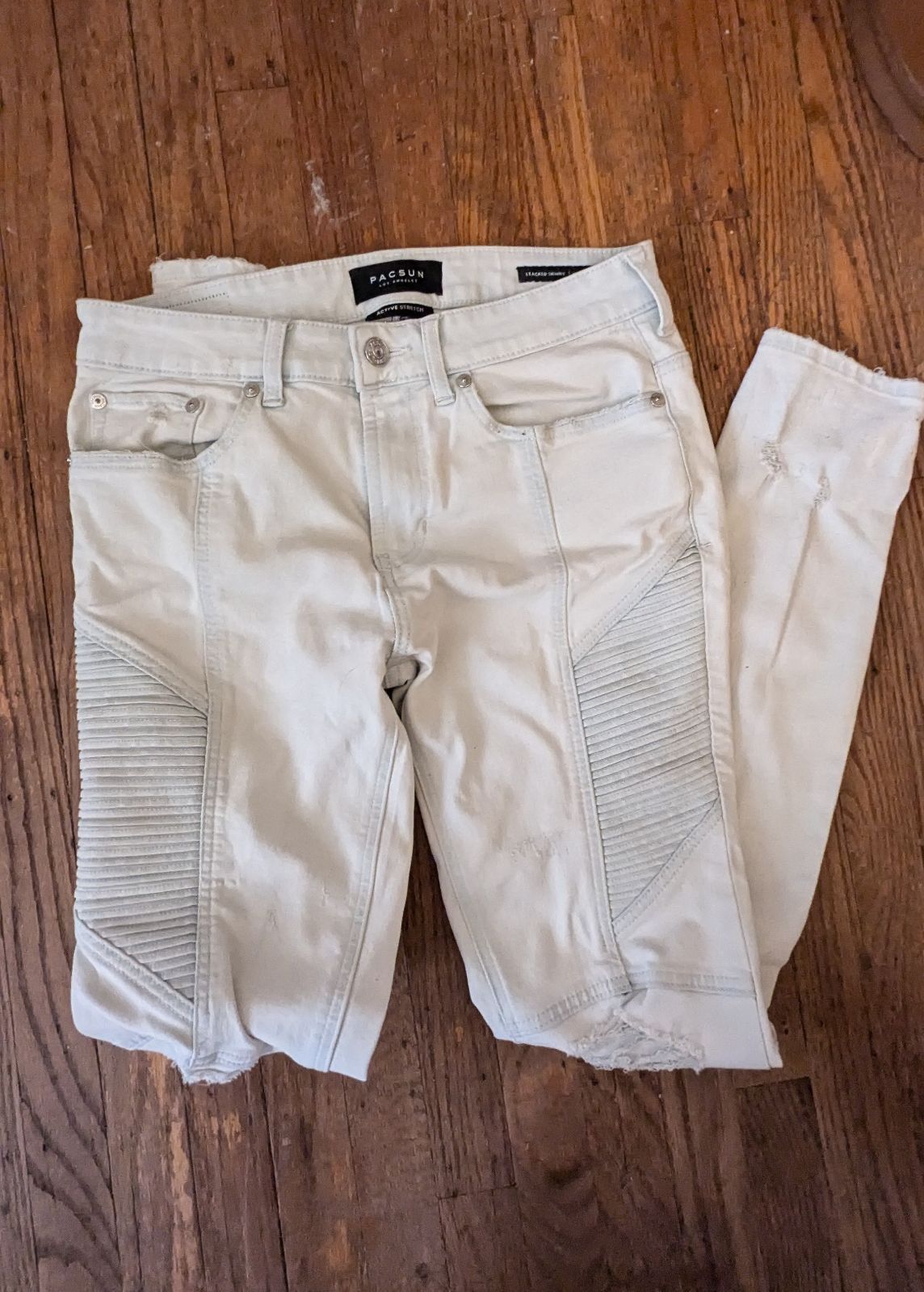 Pacsun White Stacked Skinny Distressed Motor Jeans 30x30 Size US 30 / EU 46 - 1 Preview