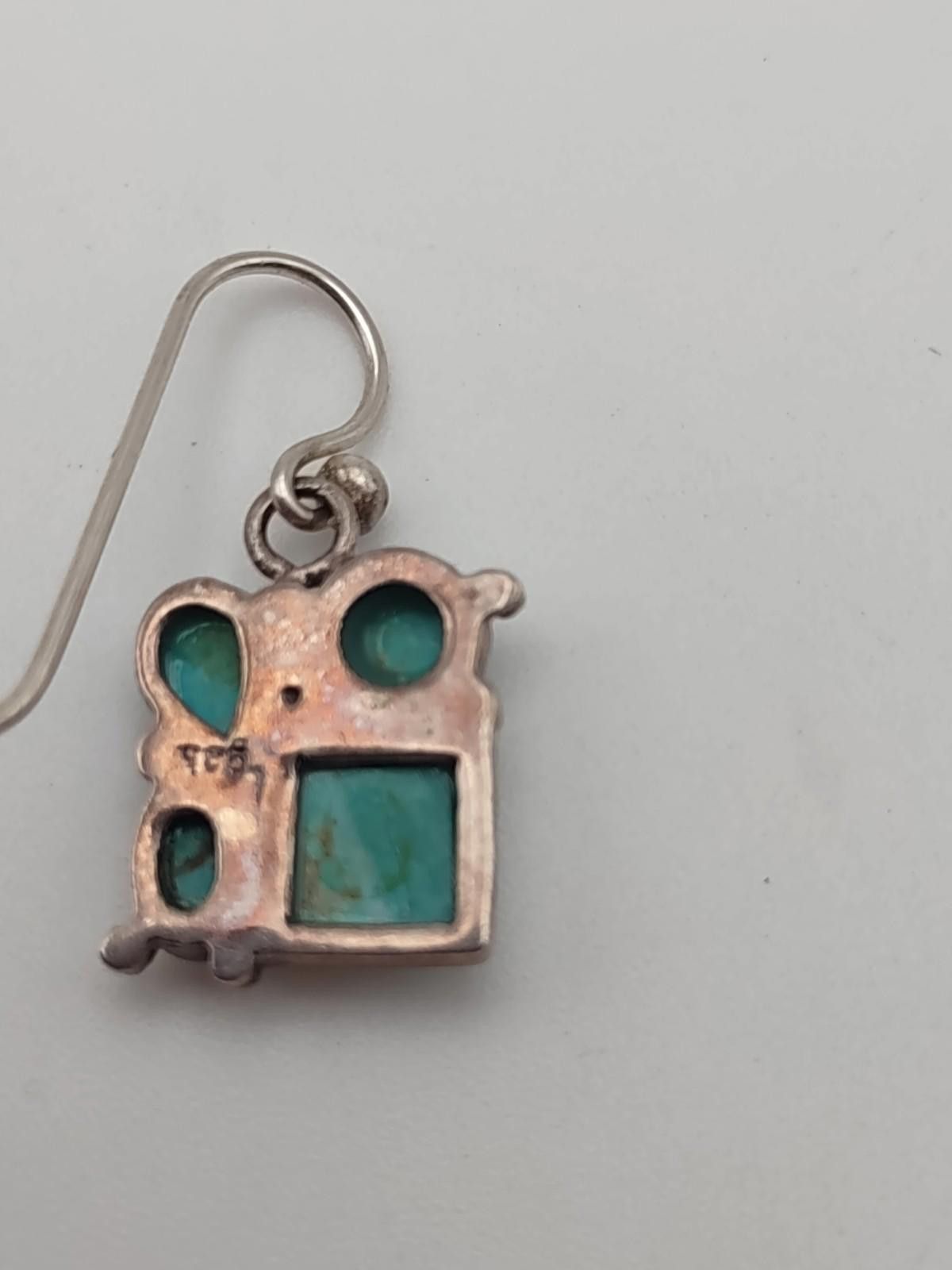 Other Sterling Silver Turquoise Cluster Dangle Earrings Size ONE SIZE - 4 Thumbnail