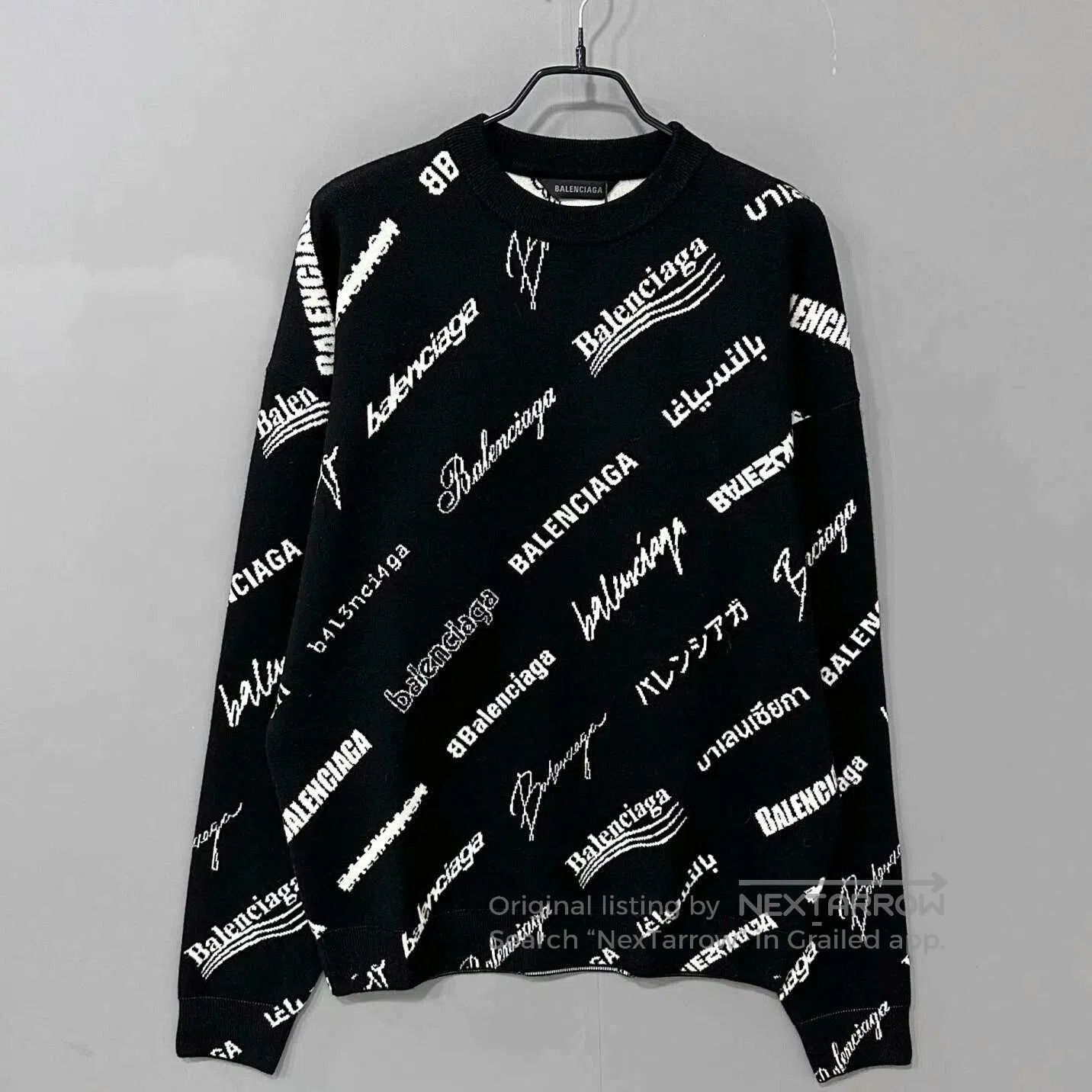 Balenciaga balenciaga black knit sweater with logo print. Size US XS / EU 42 / 0 - 1 Thumbnail