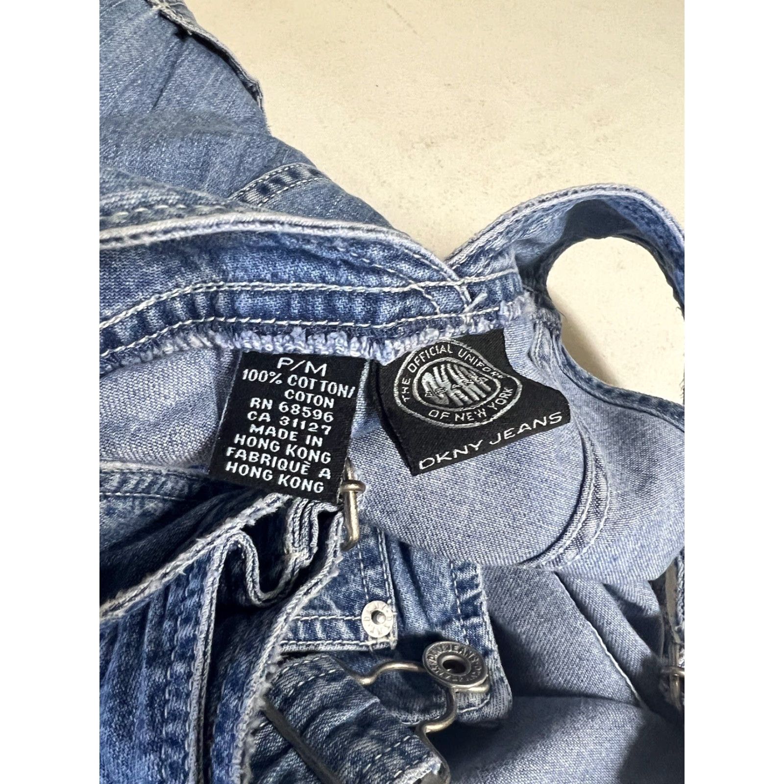 DKNY VINTAGE DKNY Baggy Denim Overalls Bib Jeans Women's Petite PS Blue 90s Y2K Distressed Size 28" / US 6 / IT 42 - 4 Thumbnail