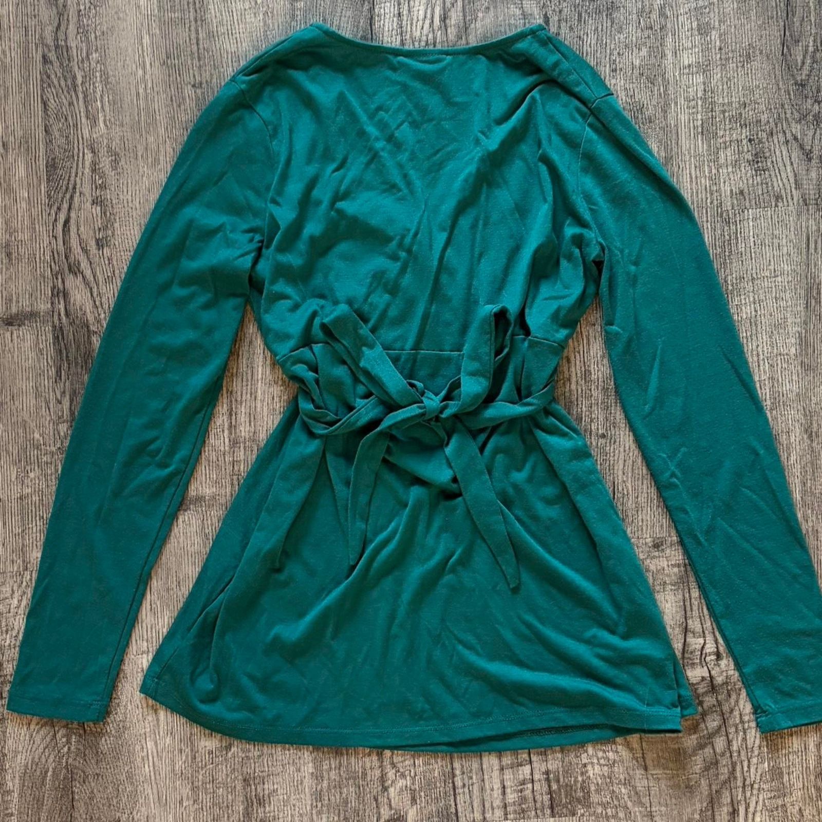 Other Green long sleeve wrap top Size S / US 4 / IT 40 - 3 Thumbnail