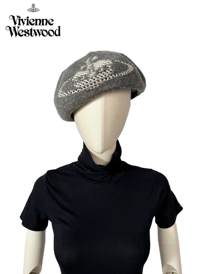 Vivienne Westwood Vivienne Westwood Gray Beret with Saturn Size ONE SIZE - 1 Thumbnail
