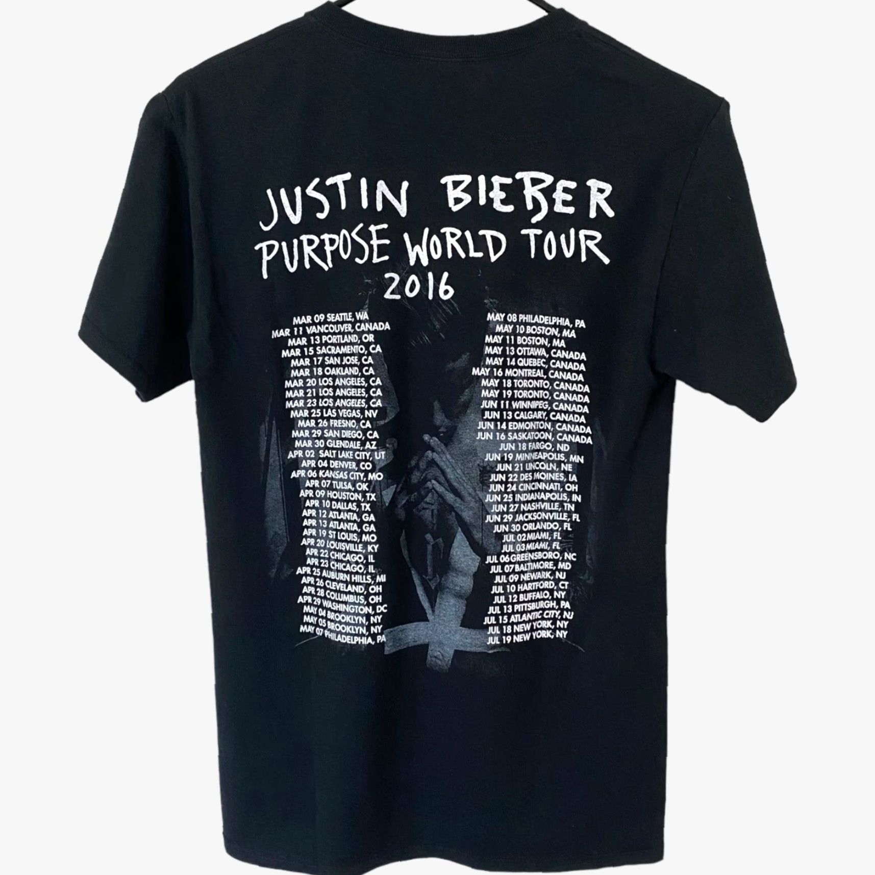 Jerzees VINTAGE Justin Bieber Purpose World Tour 2016 Concert T-Shirt Womens Small Black Tee Size S / US 4 / IT 40 - 3 Thumbnail