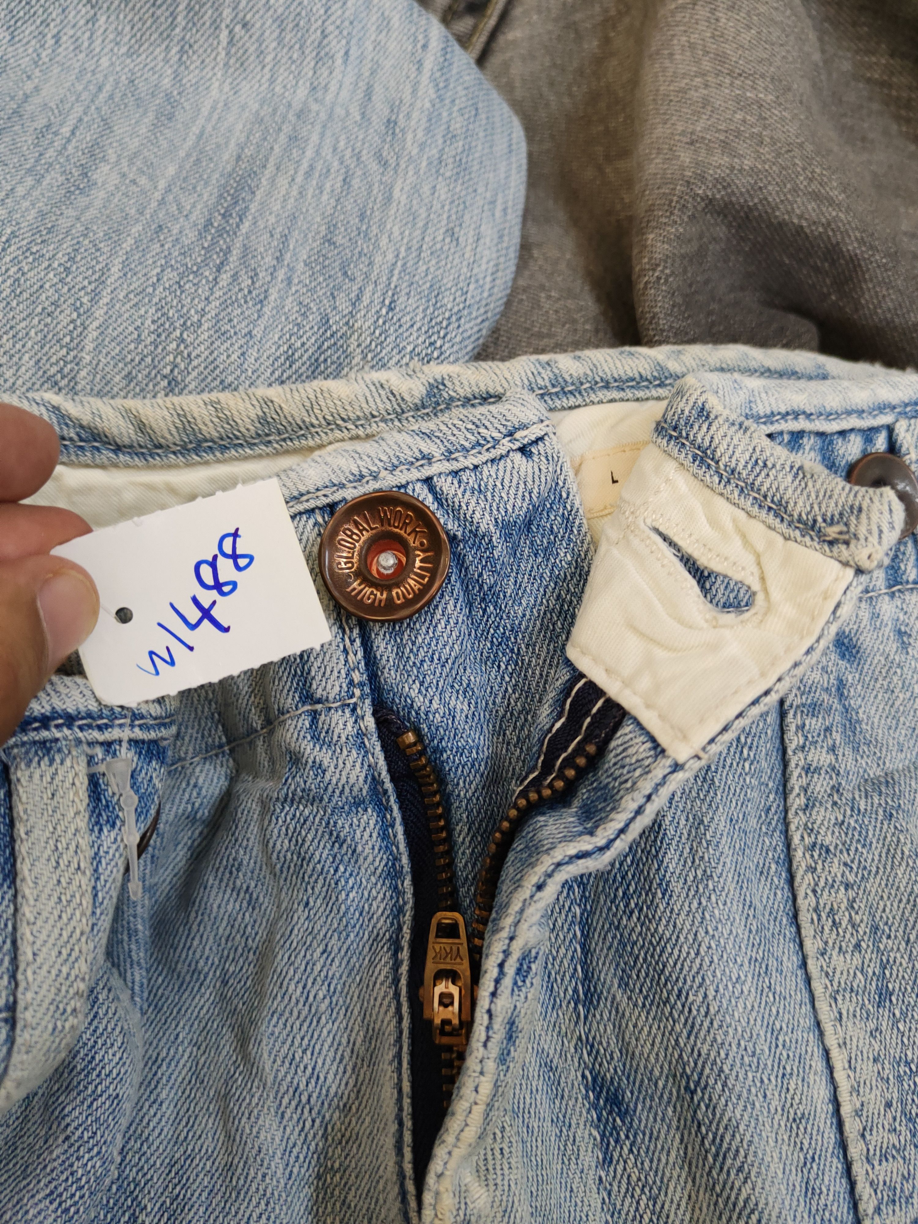 Global Work Global Work Light Blue Distressed Ripped denim Jeans #W1488 Size US 33 - 16 Thumbnail