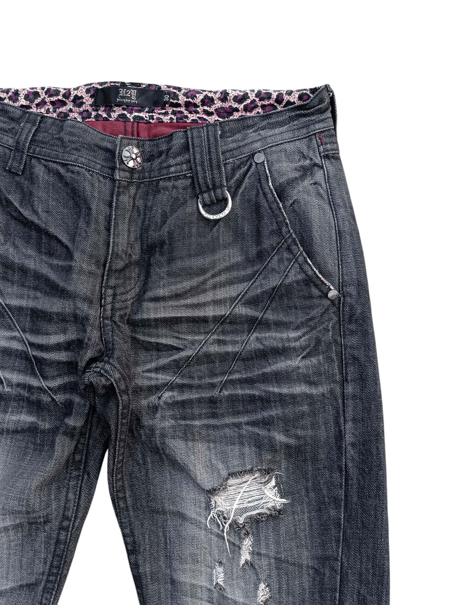 Japanese Brand RARE💥JAPANESE BRAND DENIM FLARE DISTRESED EMBROIDERY JEANS Size US 29 - 8 Thumbnail