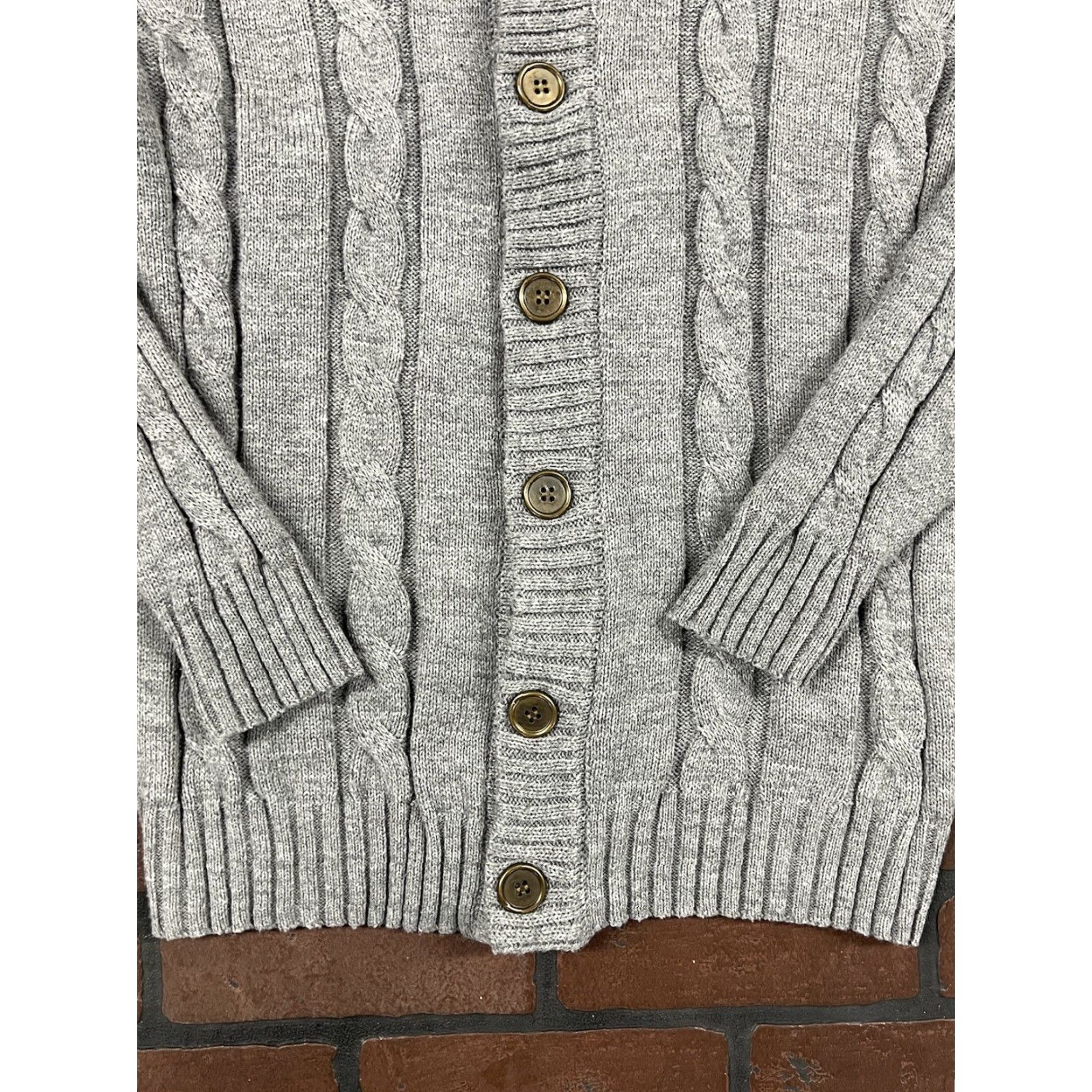 Vintage Paul Jones Men’s Sweater Cardigan Cable-Knit Collared Button Down XL Gray Size US XL / EU 56 / 4 - 2 Thumbnail