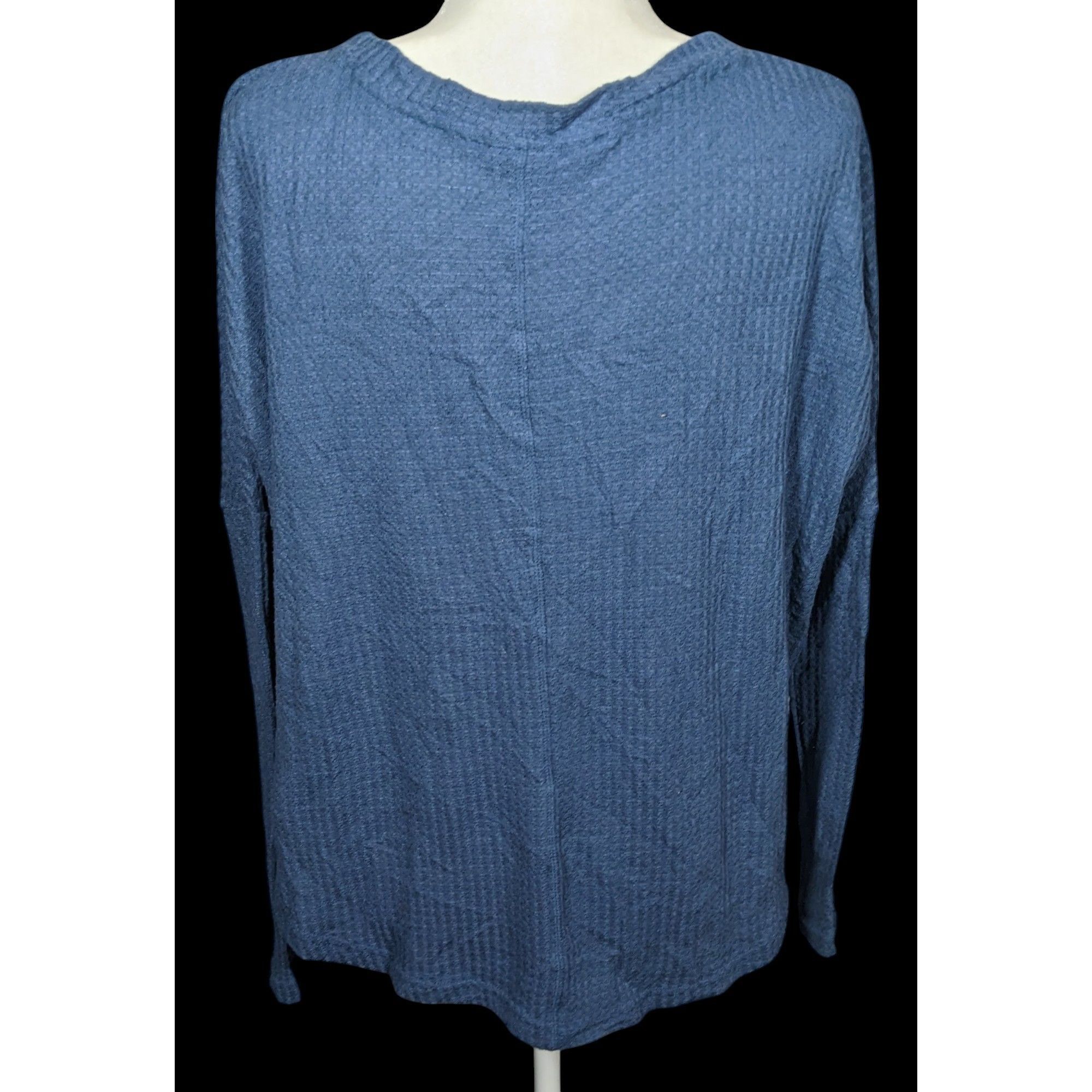 Other ANA Blue Button Down V Neck Thermal Long Sleeve Top Size M / US 6-8 / IT 42-44 - 2 Thumbnail