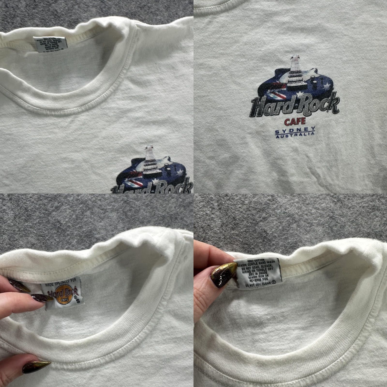 Hard Rock Cafe VINTAGE Hard Rock Cafe Shirt Mens Small White Sydney Australia 90s Guitar Rock Music Graphic Print Crew Neck Short Sleeve Cotton T-Shirt Size US S / EU 44-46 / 1 - 8 Thumbnail
