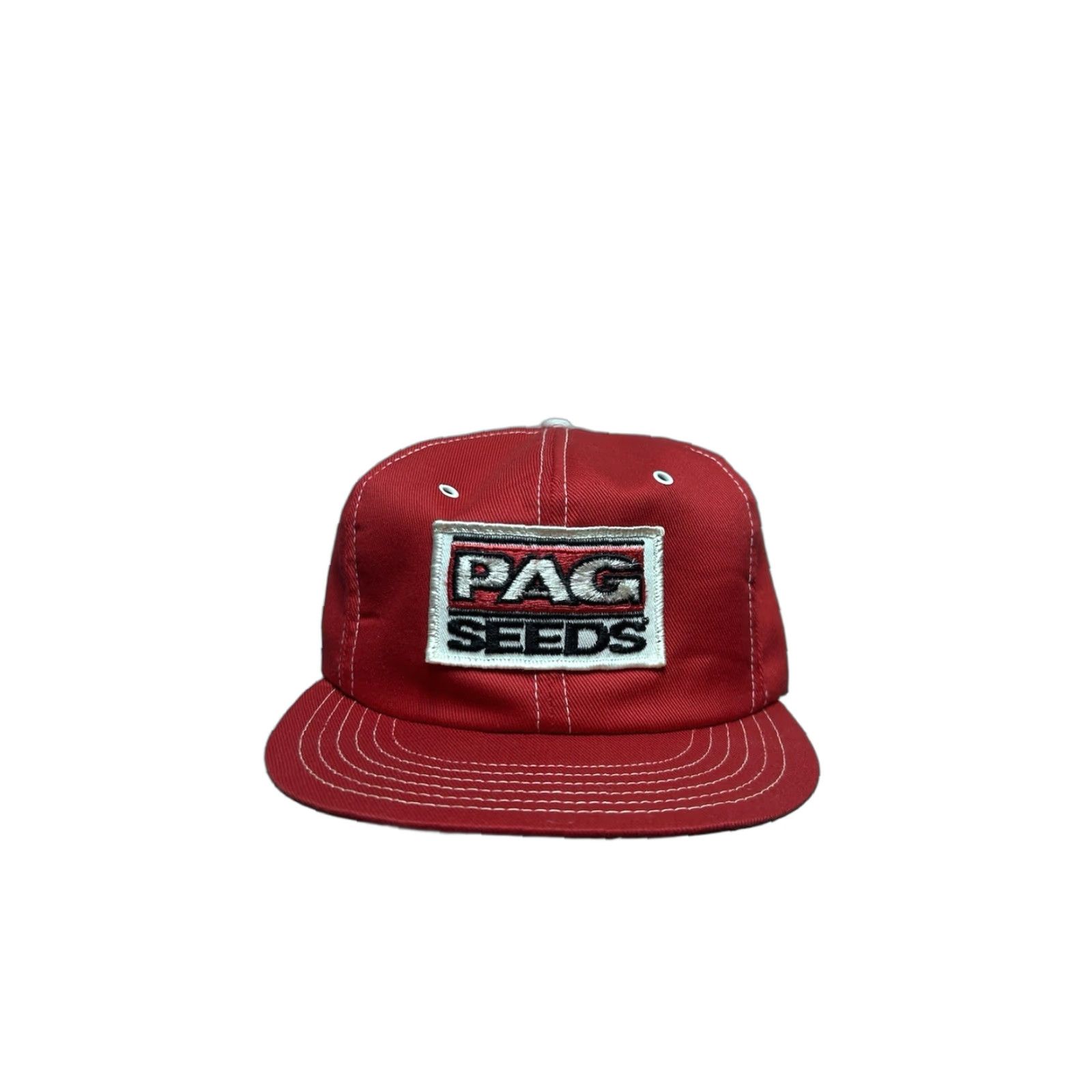 Vintage VINTAGE 80s Snapback Hat Cap Pag Seeds Patch Farm Feed Red Made in USA Horizon Men Adjustable USA Cap Hat Snapback Size ONE SIZE - 1 Thumbnail