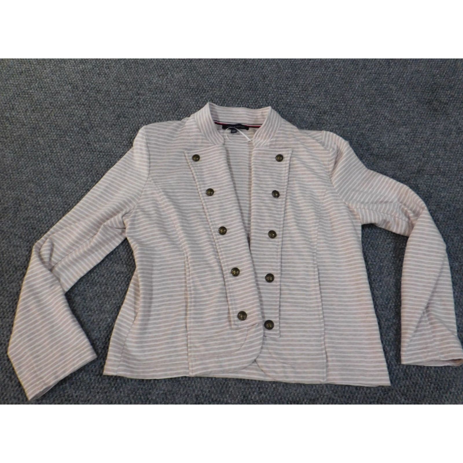 Tommy Hilfiger Tommy Hilfiger Jacket Women XL Pink Striped Knit Open Stretch Casual Business Regular Fit Size XL / US 12-14 / IT 48-50 - 2 Thumbnail