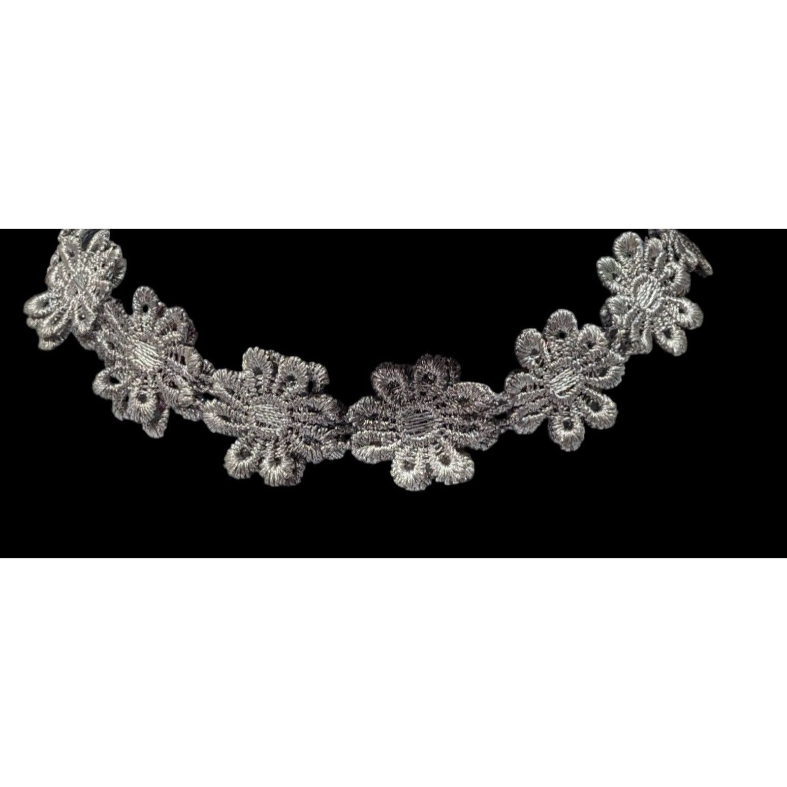 Other Fairycore Grey/Blue Floral Lace Choker Necklace Size ONE SIZE - 4 Thumbnail