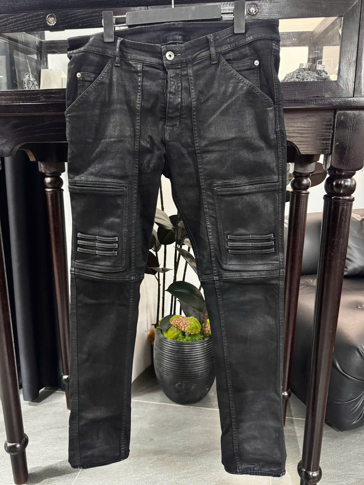 Rick Owens Rick Owens Larry Waxed Skinny Denim Jeans Size US 34 / EU 50 - 1 Thumbnail