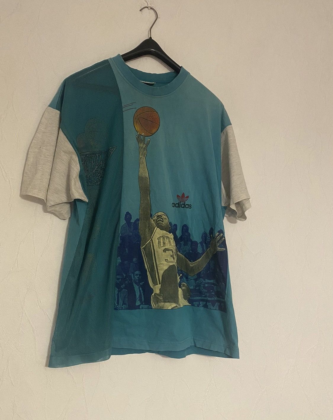 image of Vintage Ultra Karl Malone Utah Jazz Nba VTG Adidas Tee in Turqouise, Men's (Size XL)