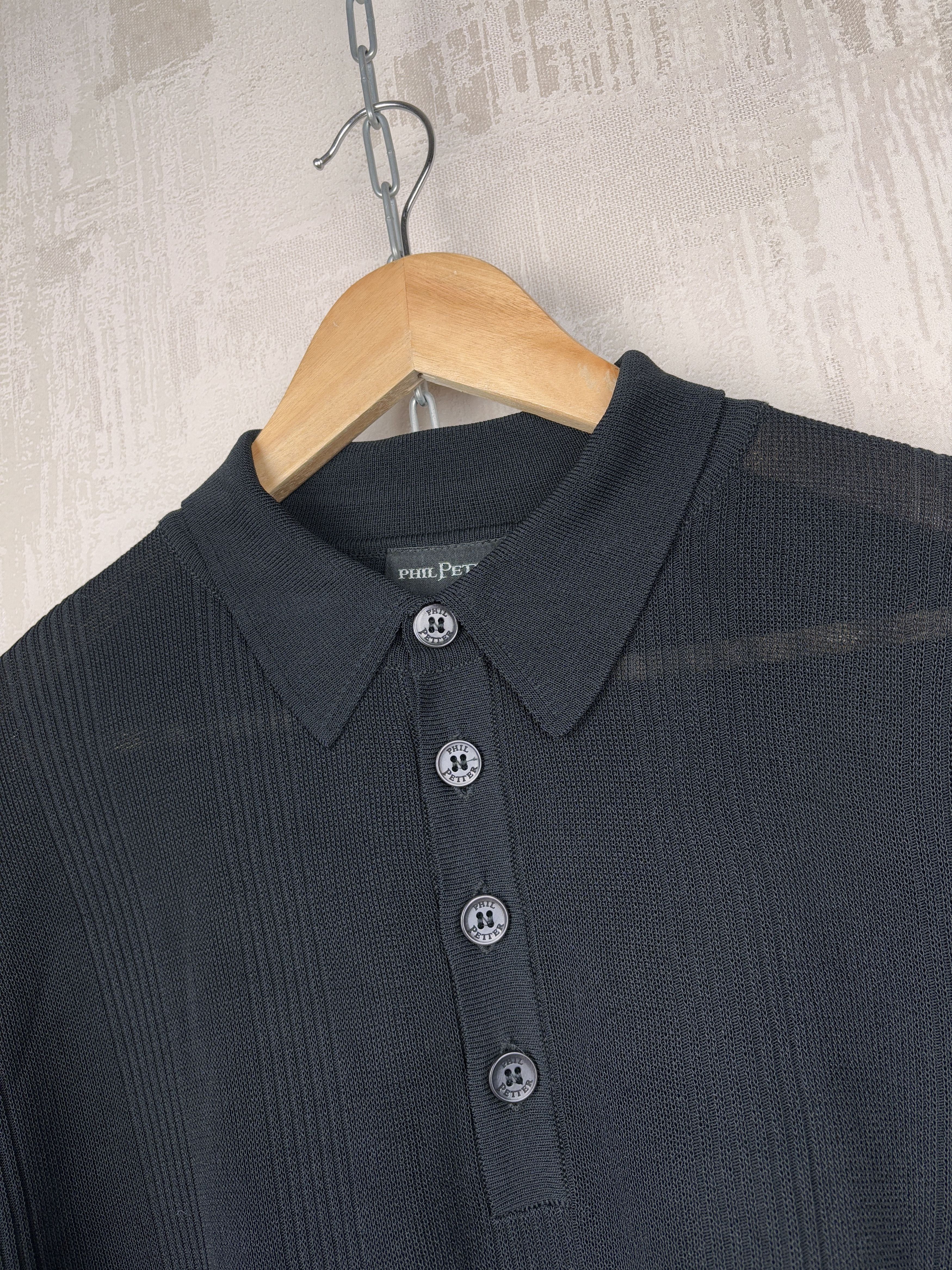 Designer × Other × Vintage Phil Petter Polo Collar Long Sleeve Viscose Sweater Size US L / EU 52-54 / 3 - 4 Thumbnail
