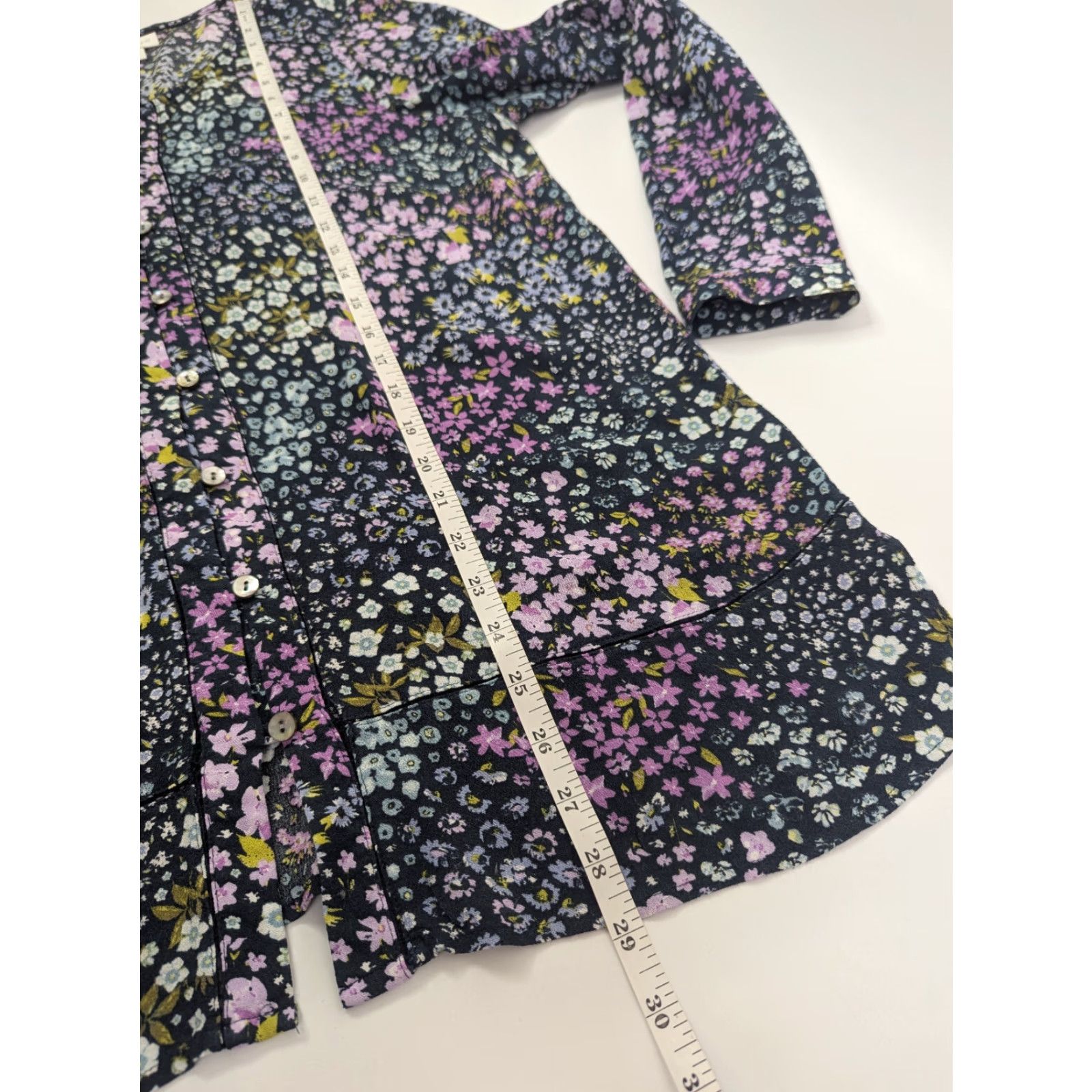 J. Jill J Jill Button Purple Floral Tunic Top Womens M Long Sleeve Boho Rayon Shirt Size M / US 6-8 / IT 42-44 - 5 Thumbnail